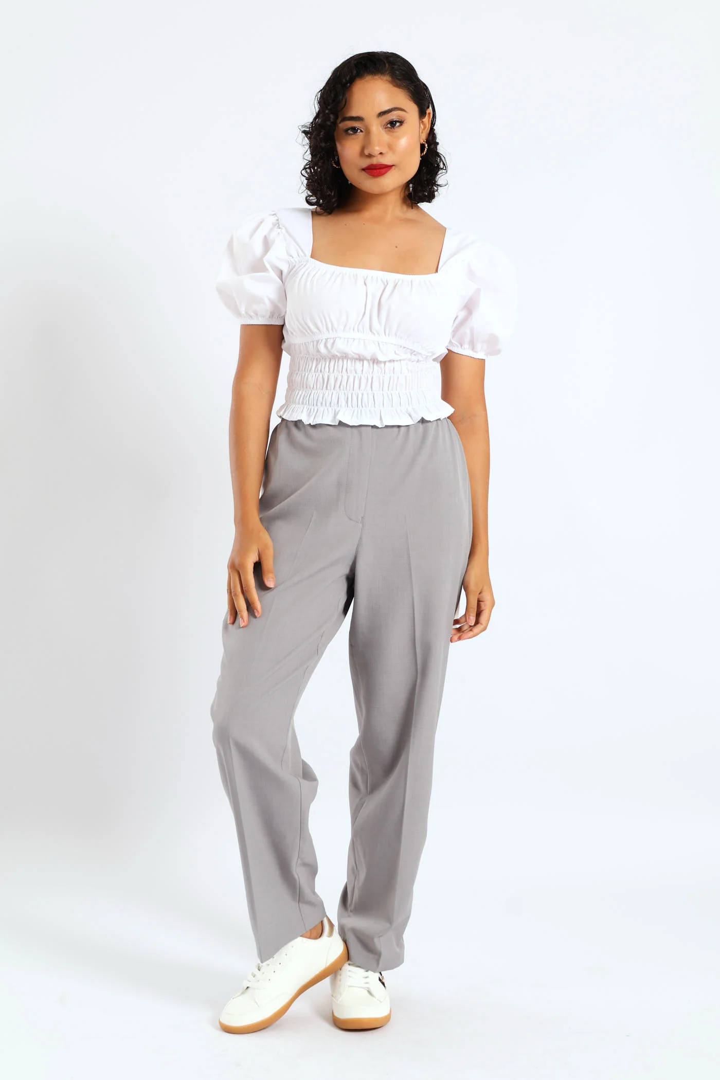 Tape Detail Elasticated Trouser - Grey - Image 2