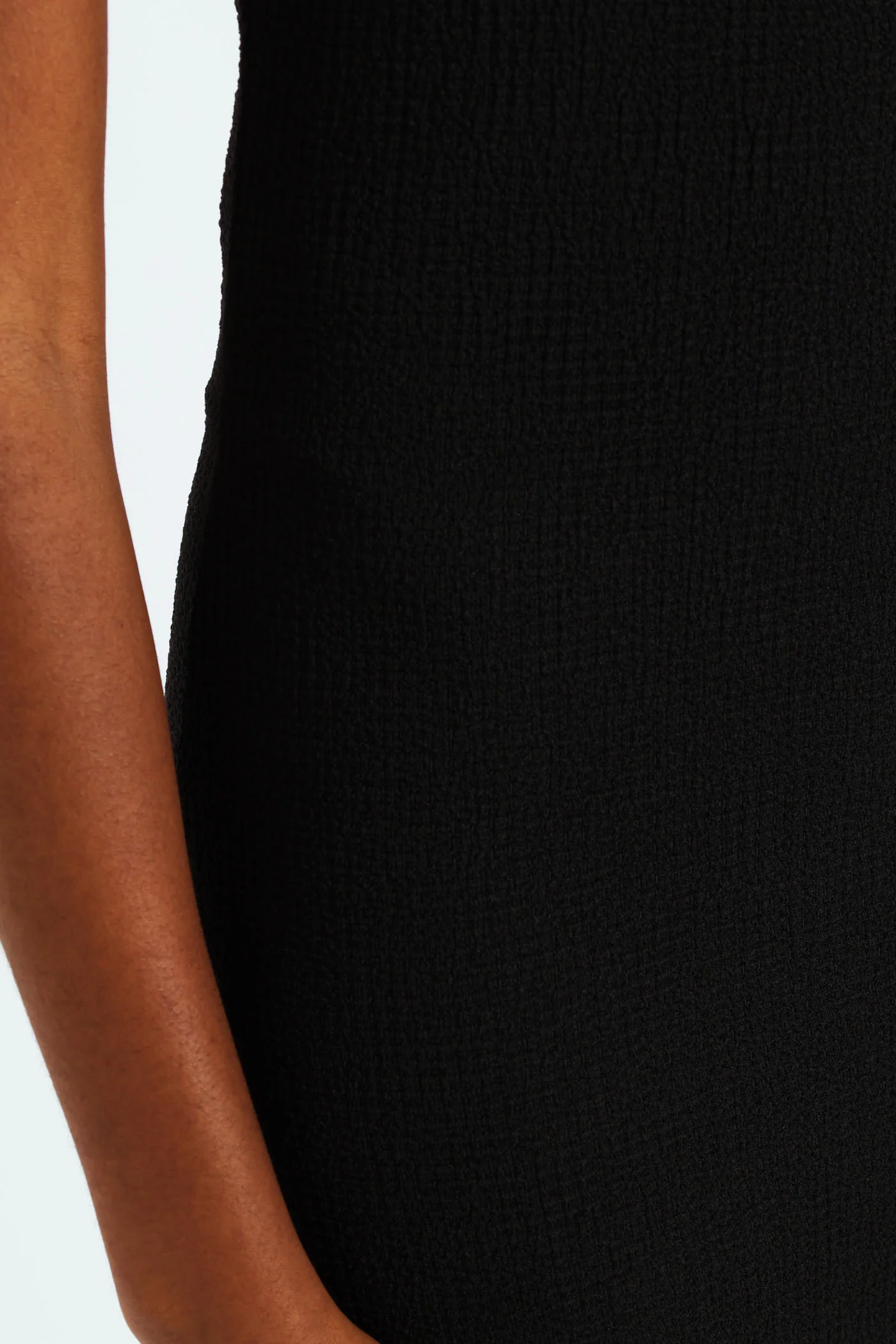 Textured Basic Strappy Midi Dress - Black - Image 5