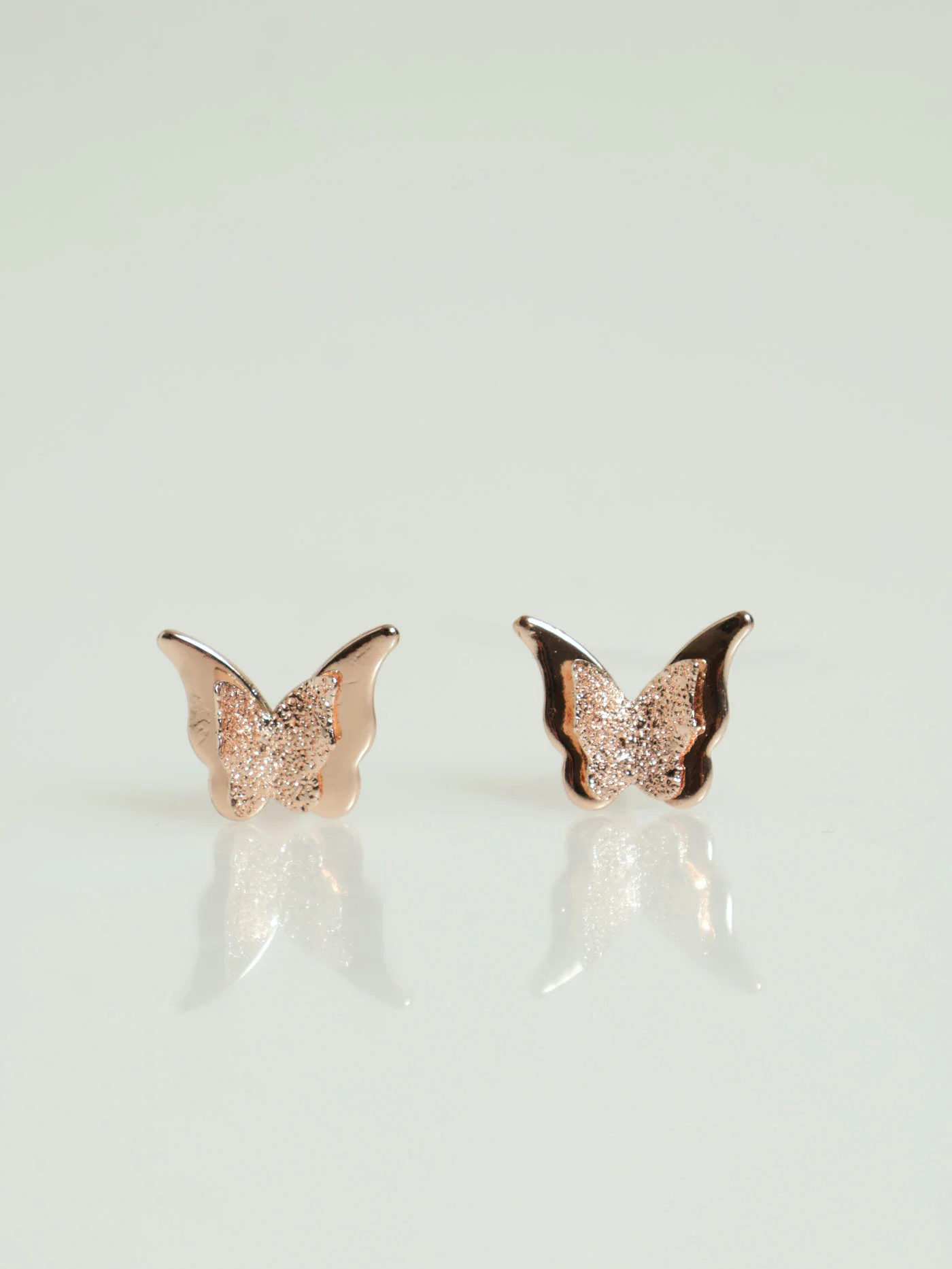 Textured Butterfly Pendant & Matching Earrings - Rose Gold