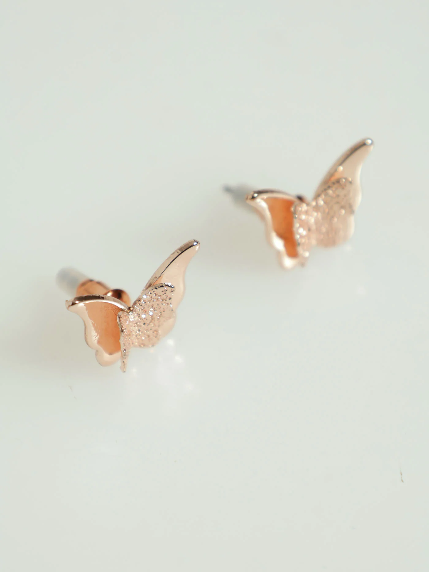 Textured Butterfly Pendant & Matching Earrings - Rose Gold - Image 3