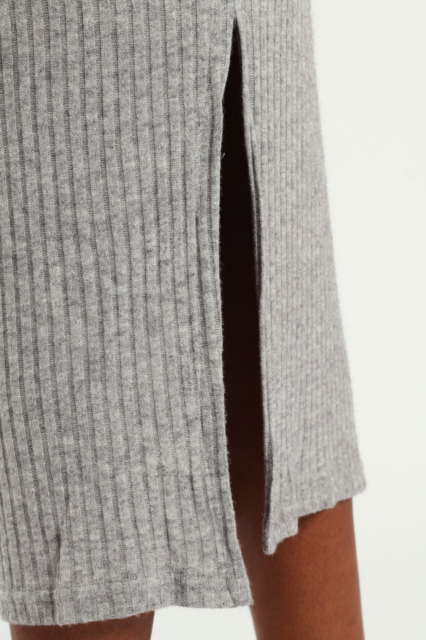 Textured Knit Pencil Skirt - Grey Melange - Image 4