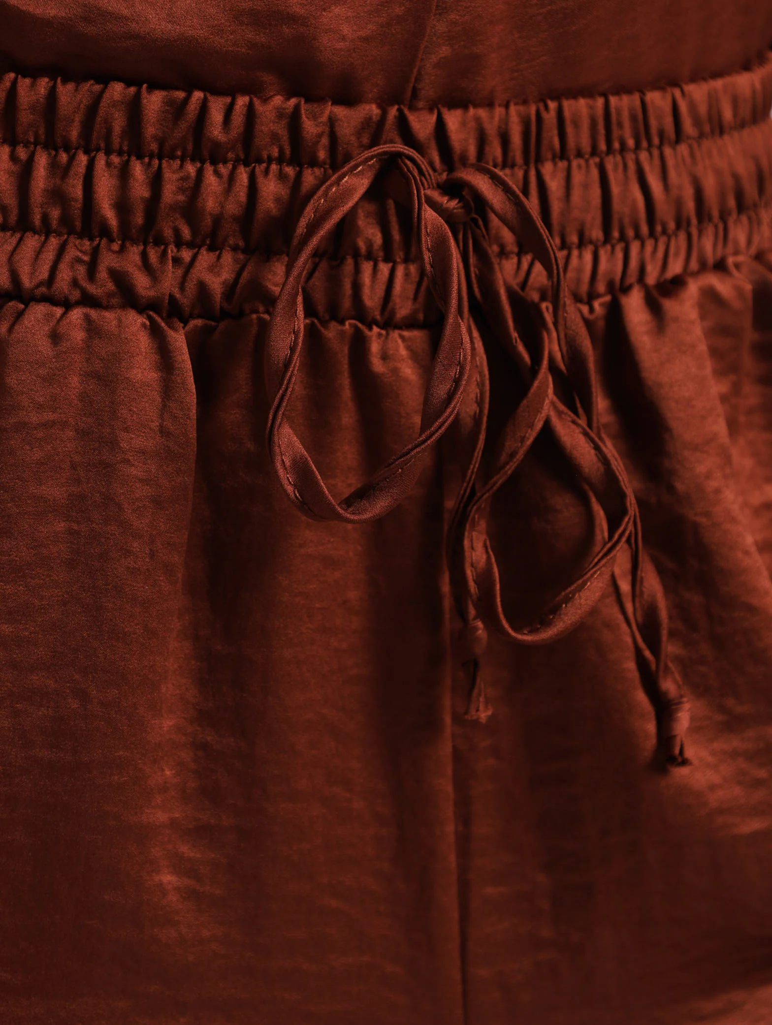 Textured Satin Wide Leg Pants - Chocolate - Image 4
