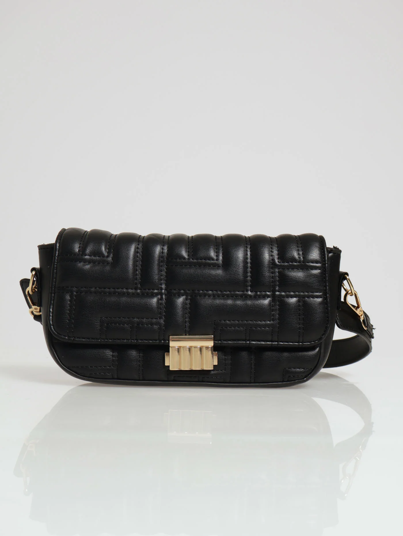 Textured Shoulder Bag - Black