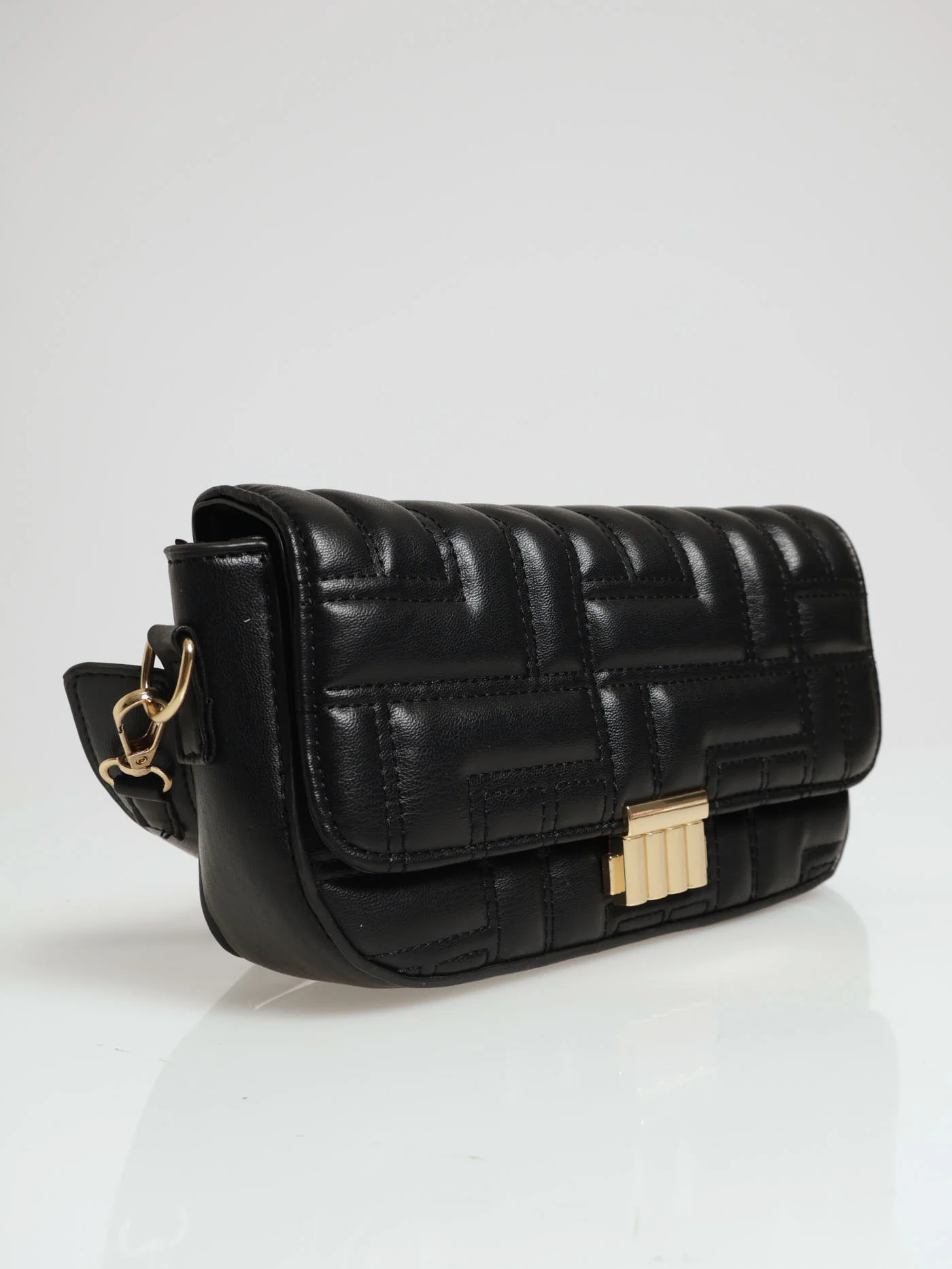 Textured Shoulder Bag - Black - Image 2