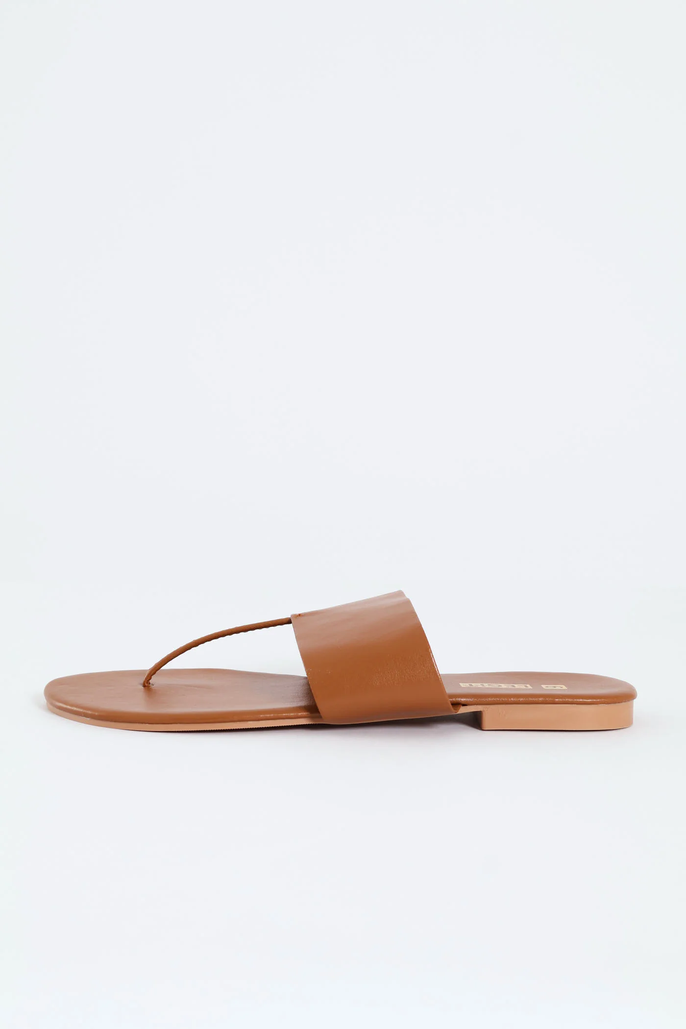 Thick Strap Basic Thong Sandal - Tan