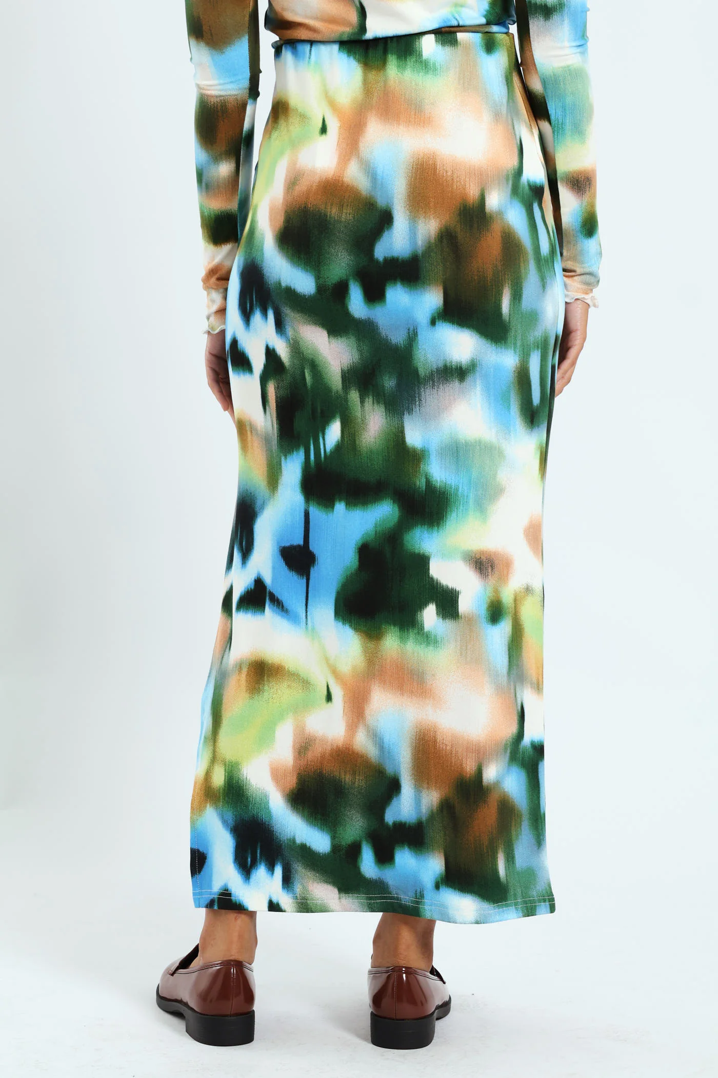 Tie Dye Look Tube Midi Skirt - Multi - Image 3