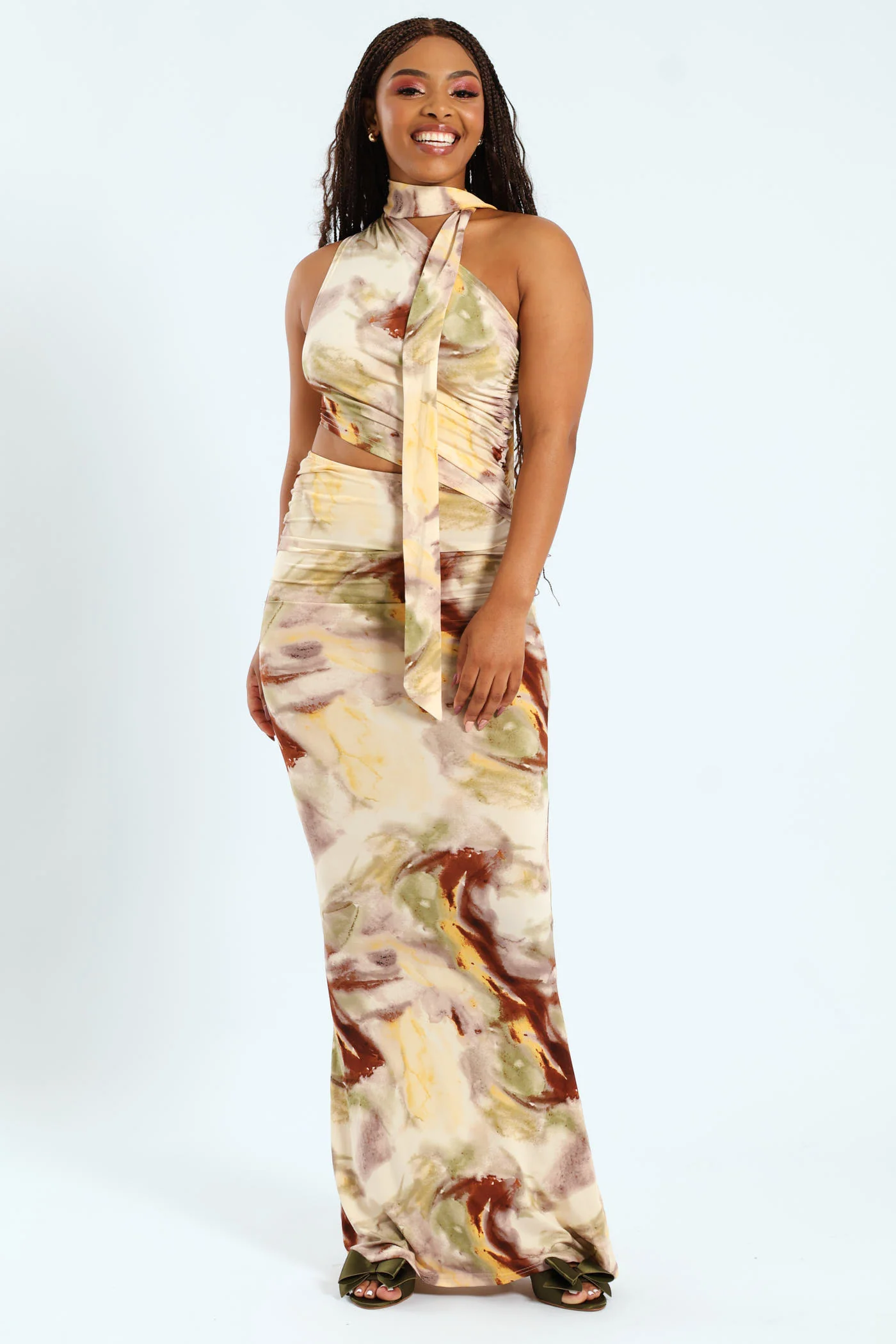 Tie Dye Print Slinky Dress - Multi - Image 7