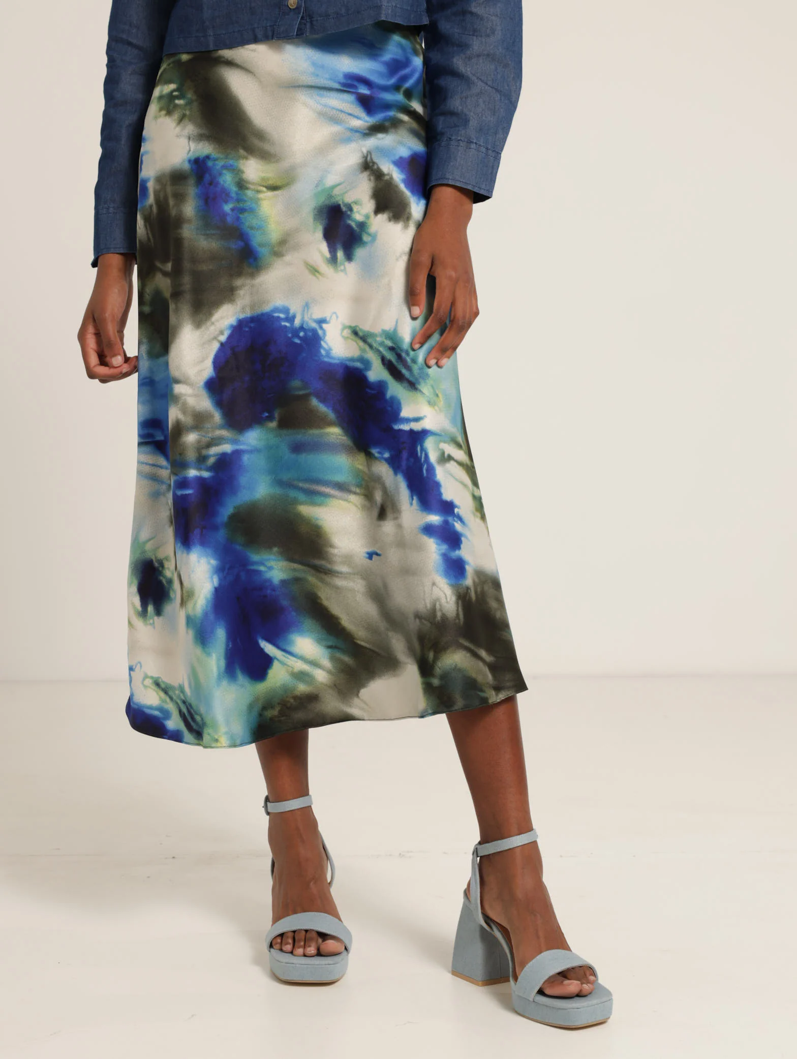 Tie Dye Satin Slip Skirt