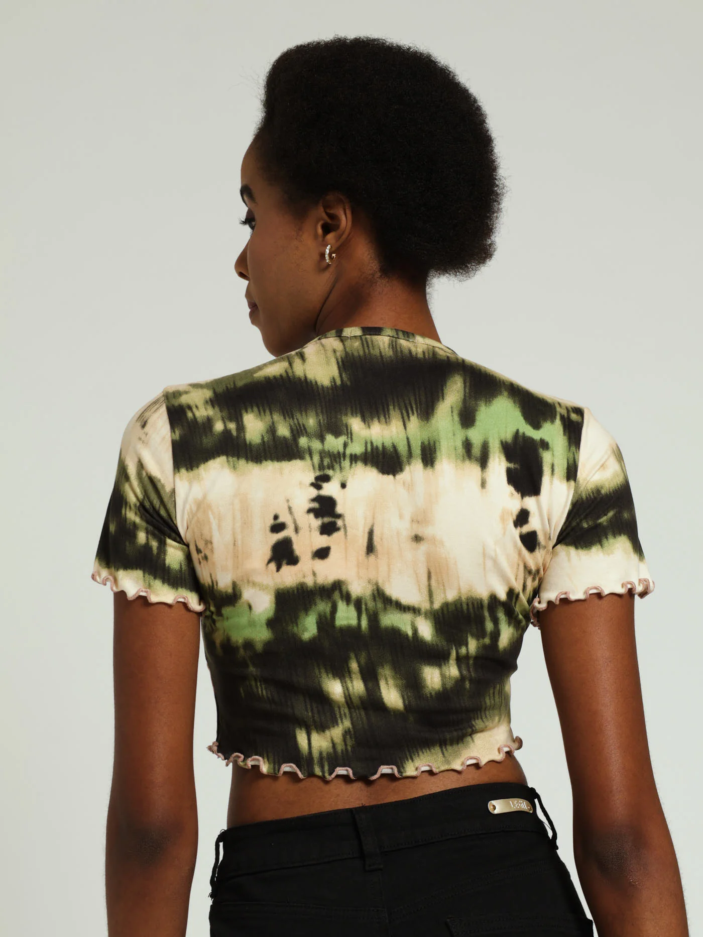 Tie Front Printed Ditsy Top - Image 3