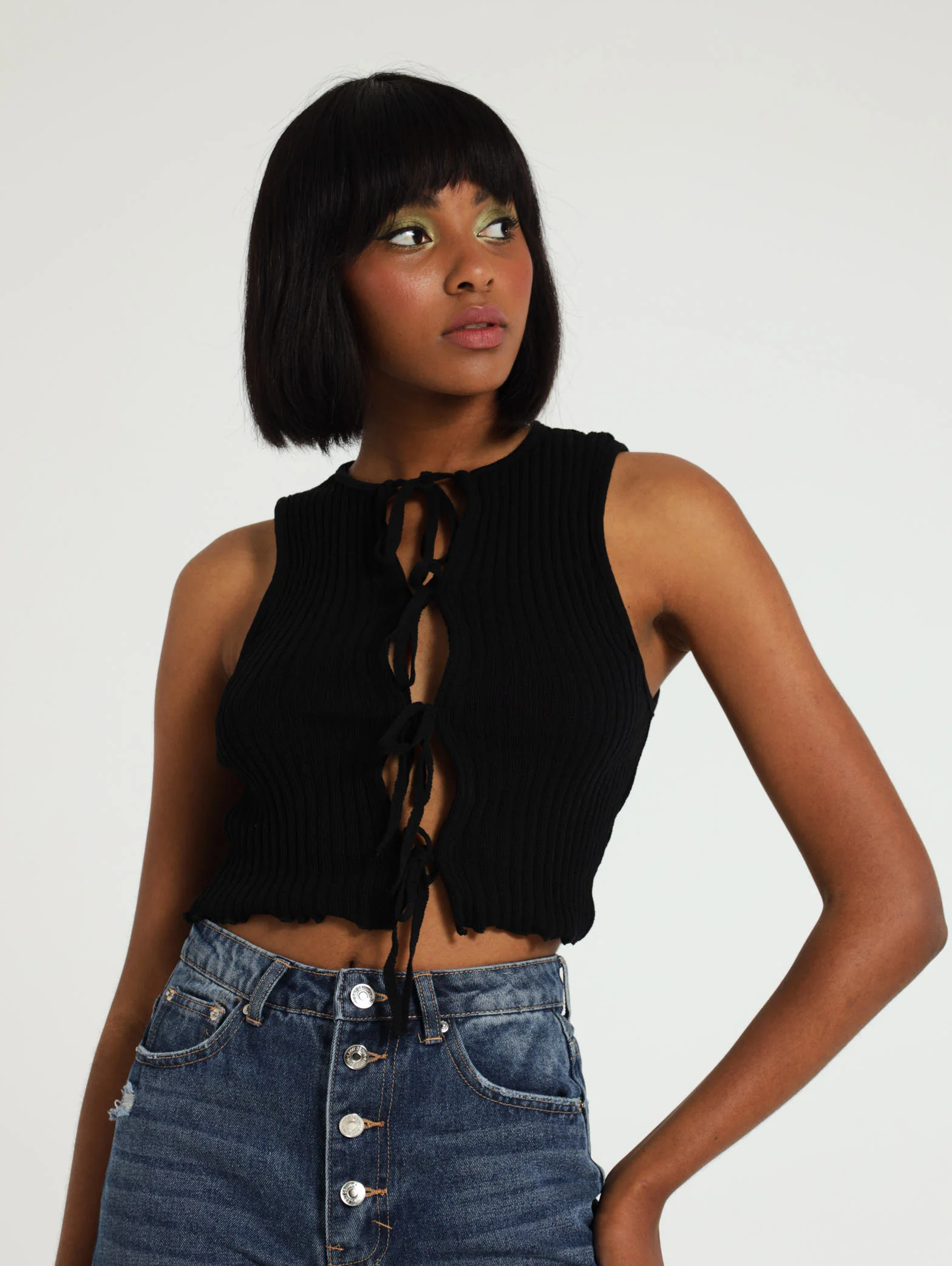Knitted Tie Up Rib Top