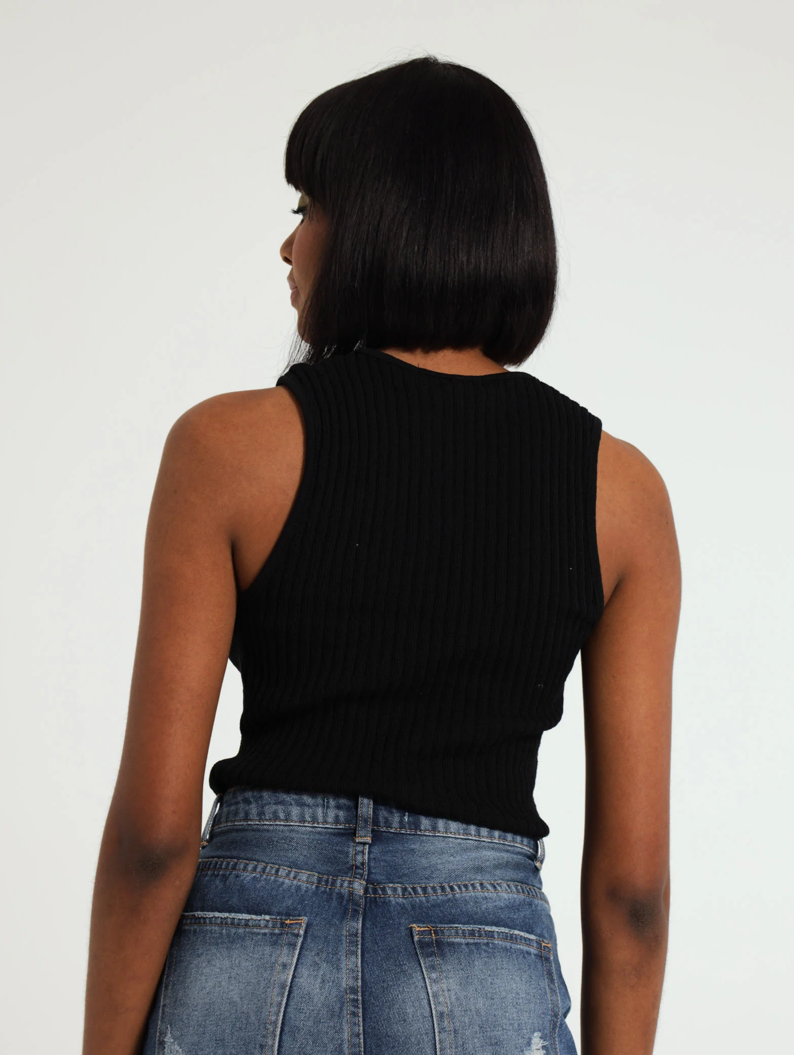 Knitted Tie Up Rib Top - Image 3