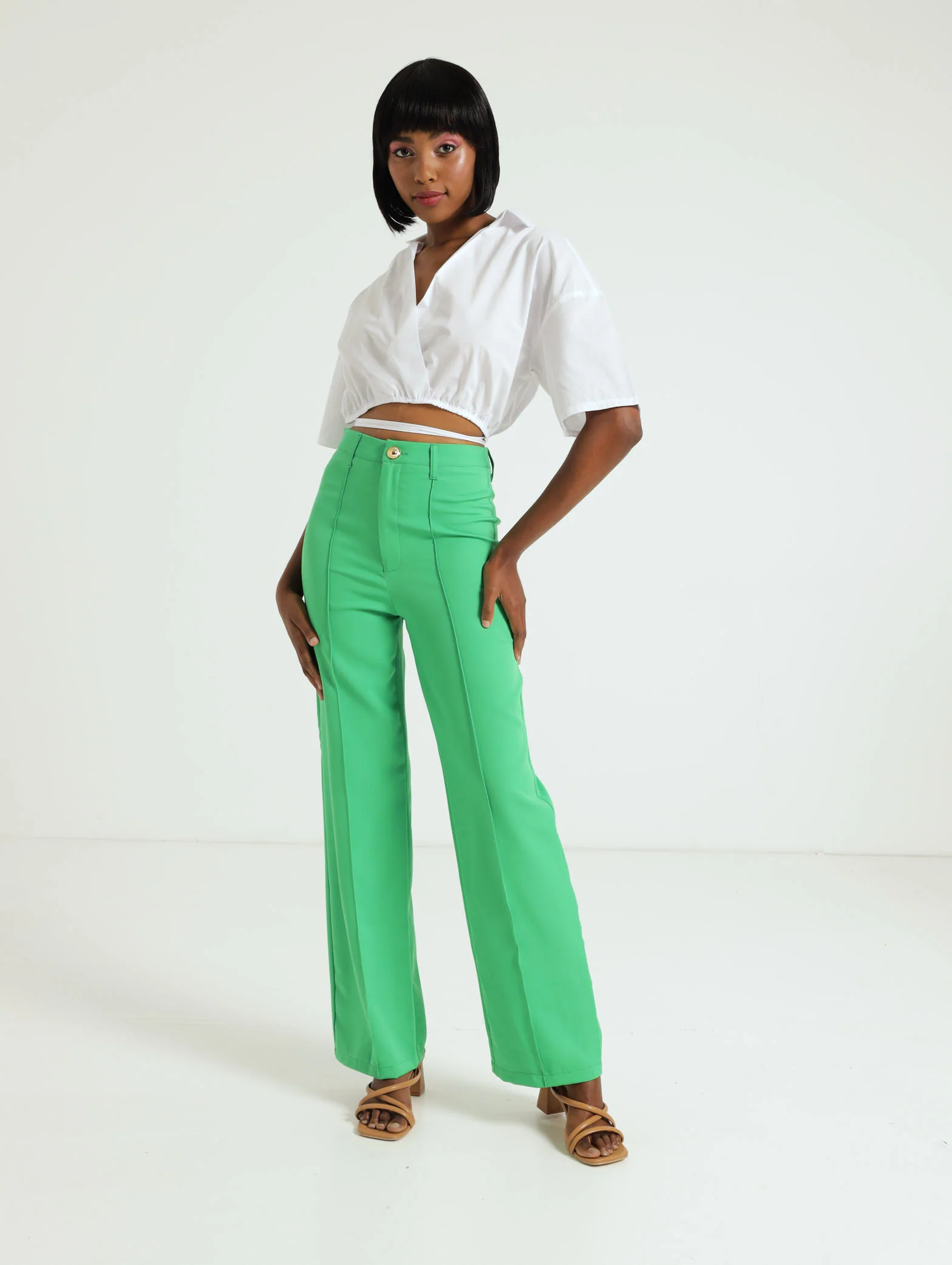 Tie Waist Cross Front Shirt - Image 4