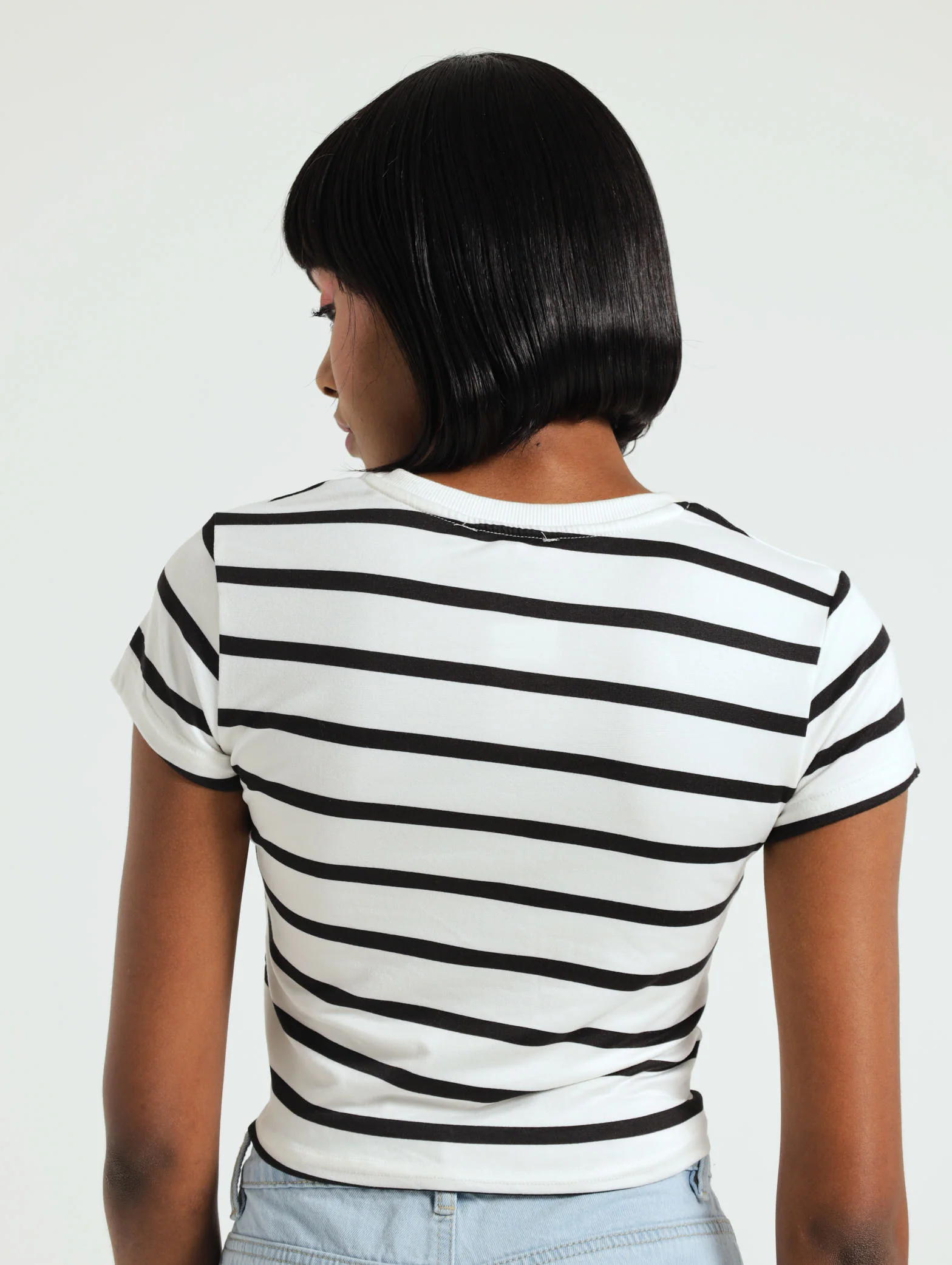 Tie Waist Stripe Tee - Black/White - Image 3