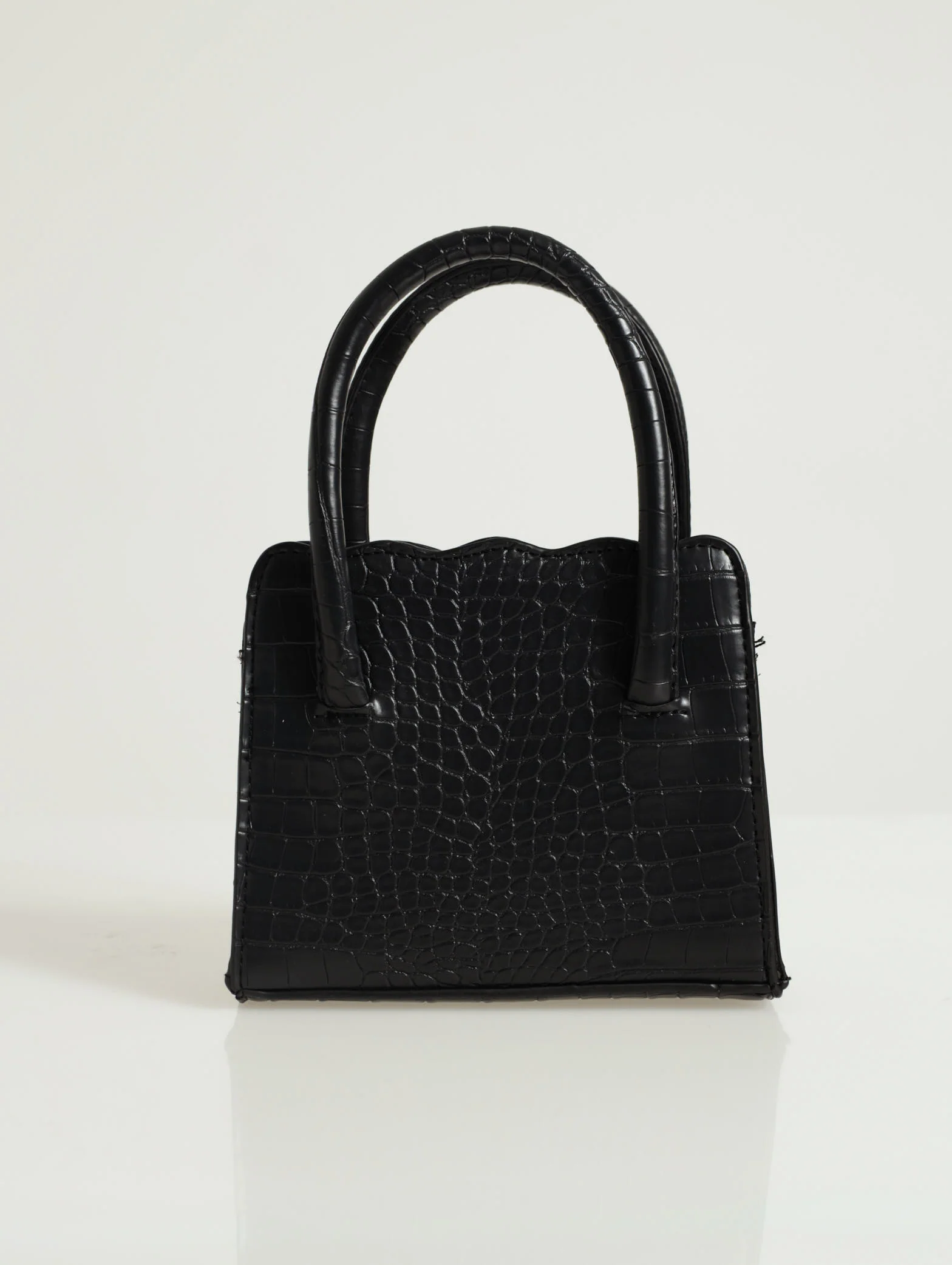 Top Handle Ripple Mini Tote Bag With Decor Strap