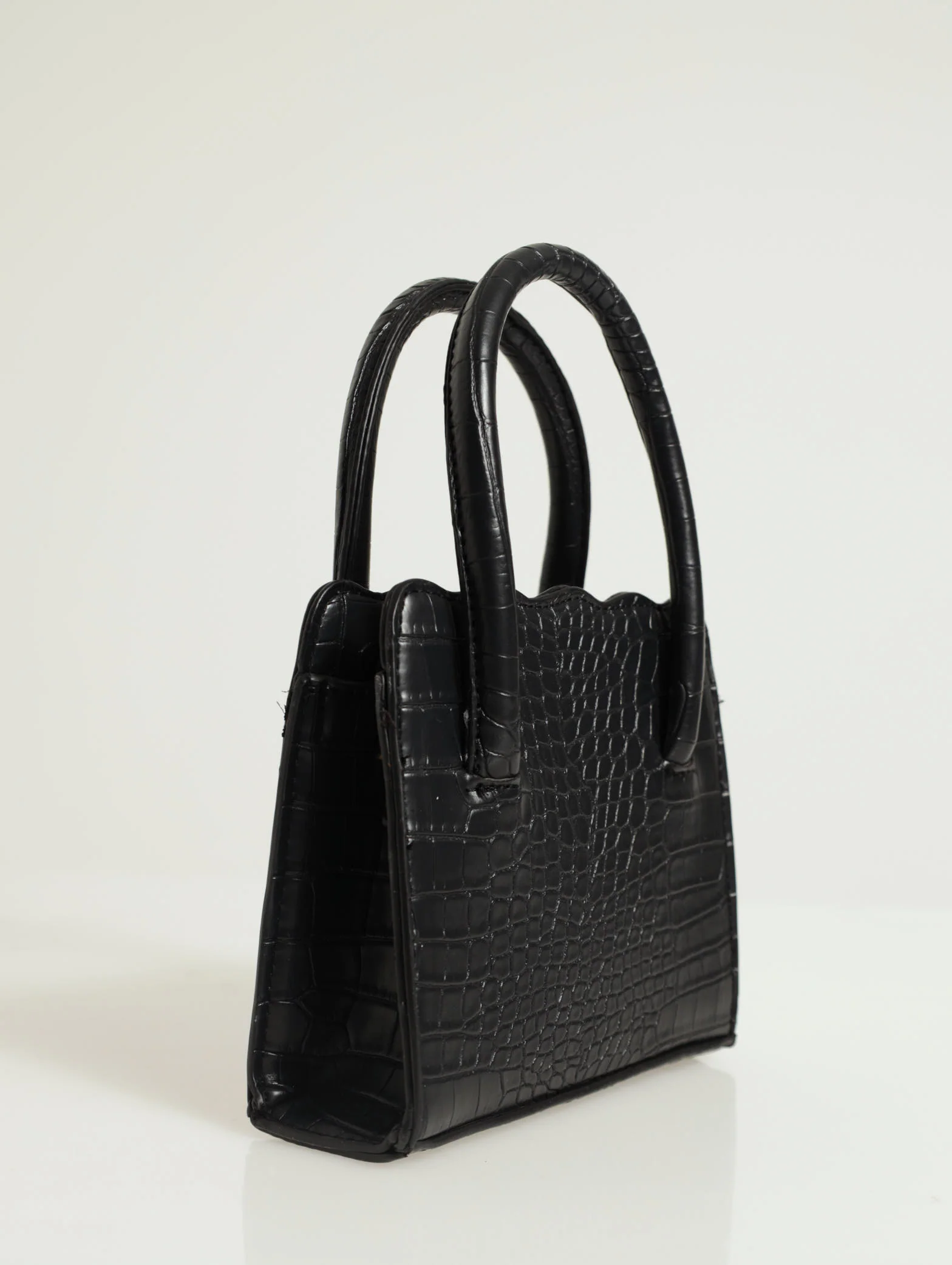 Top Handle Ripple Mini Tote Bag With Decor Strap - Image 2