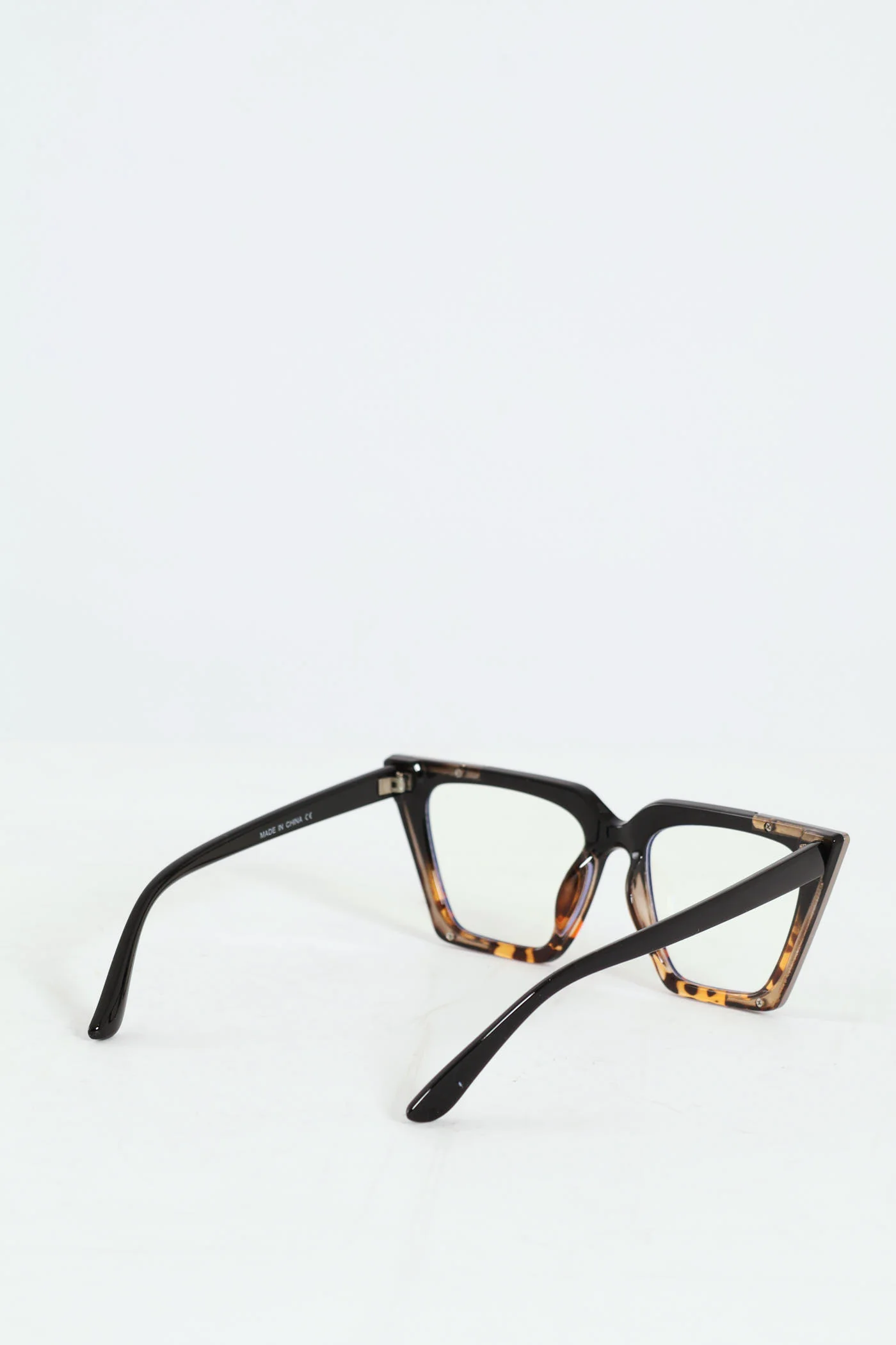 Tortoise Cat Eye Blue Block Lense Glasses - Brown - Image 5
