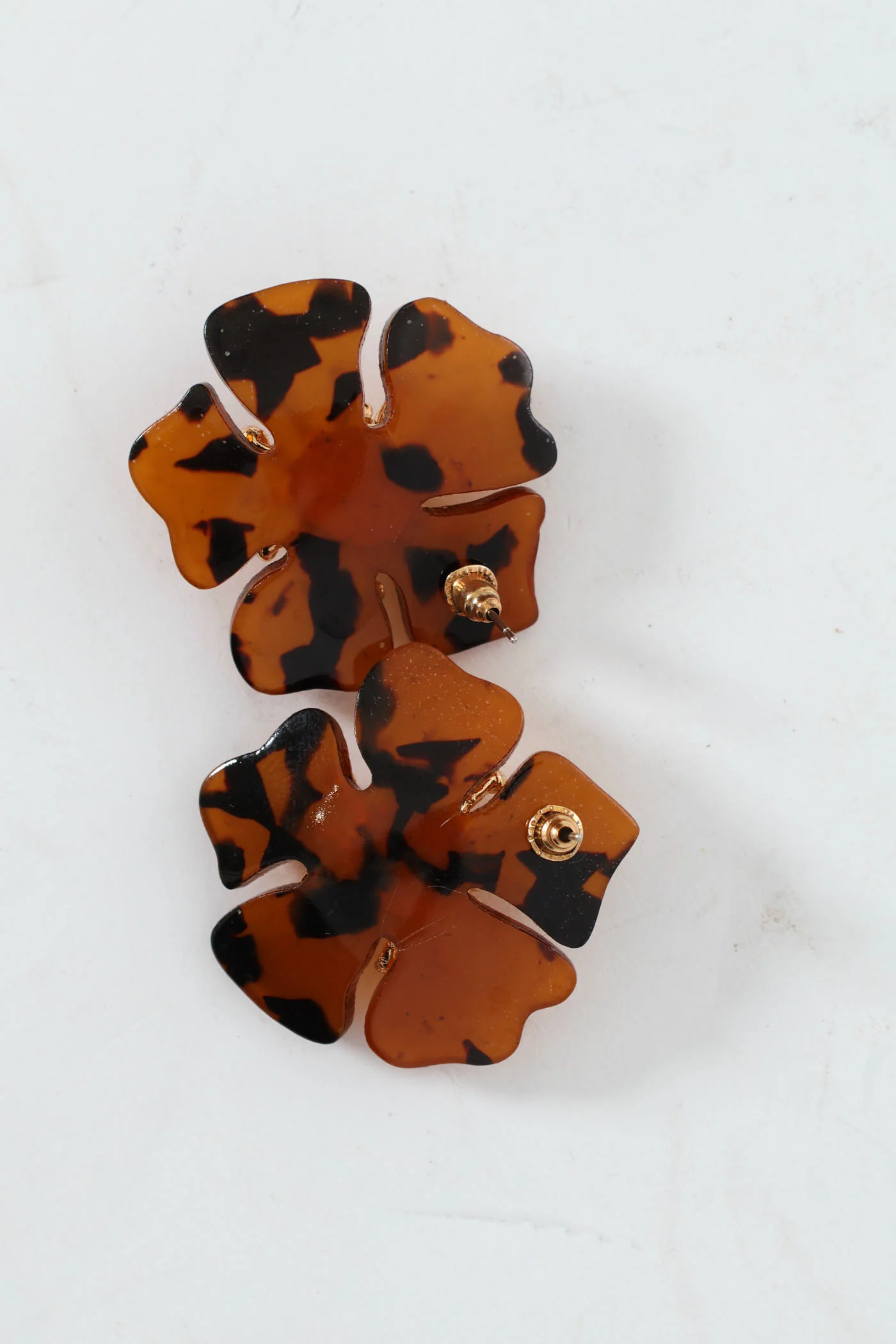 Tortoise Perspex Flower Statement Earrings - Multi - Image 3