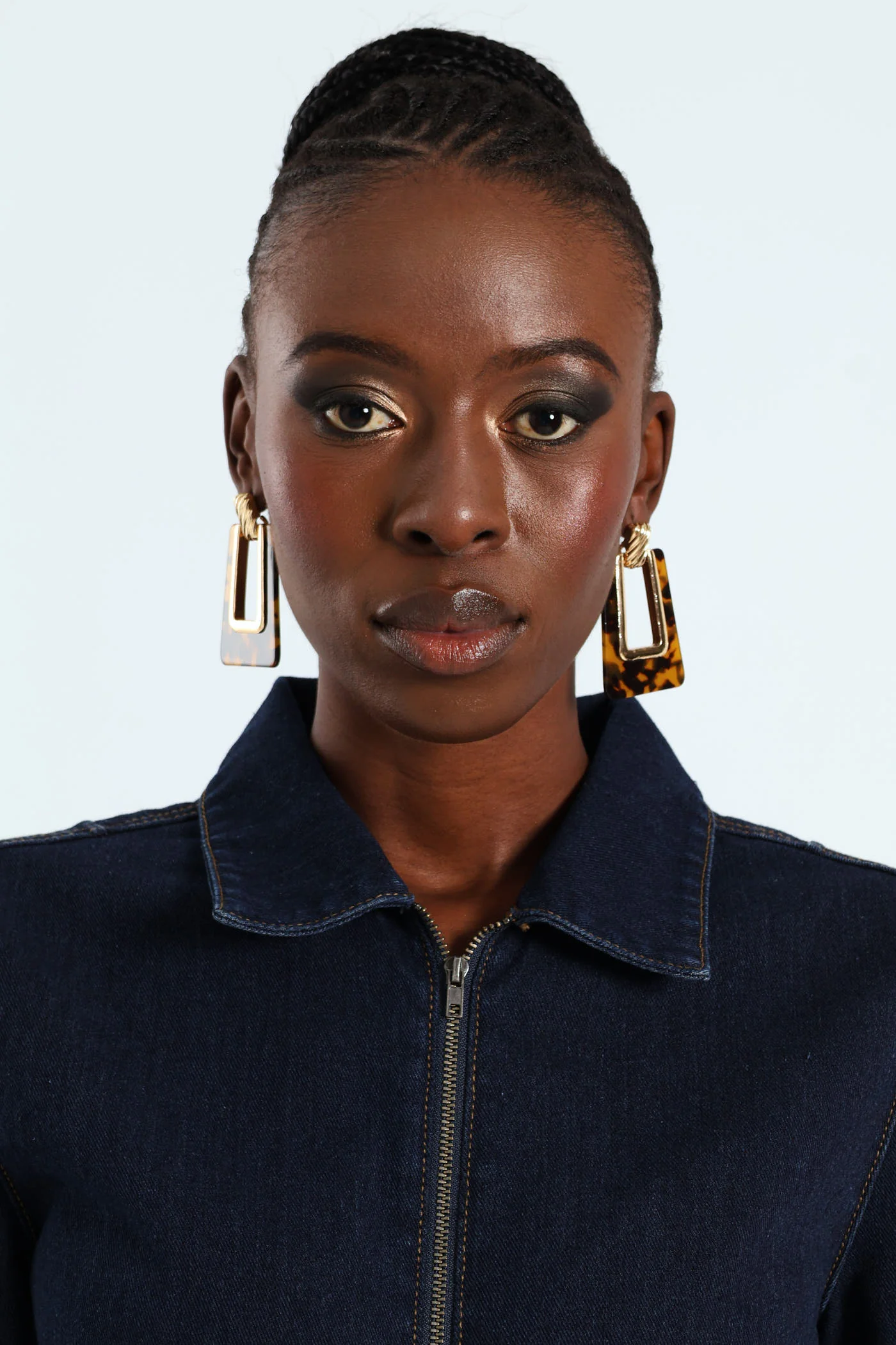 Tortoise Perspex Rectangular Statement Earrings - Multi - Image 2