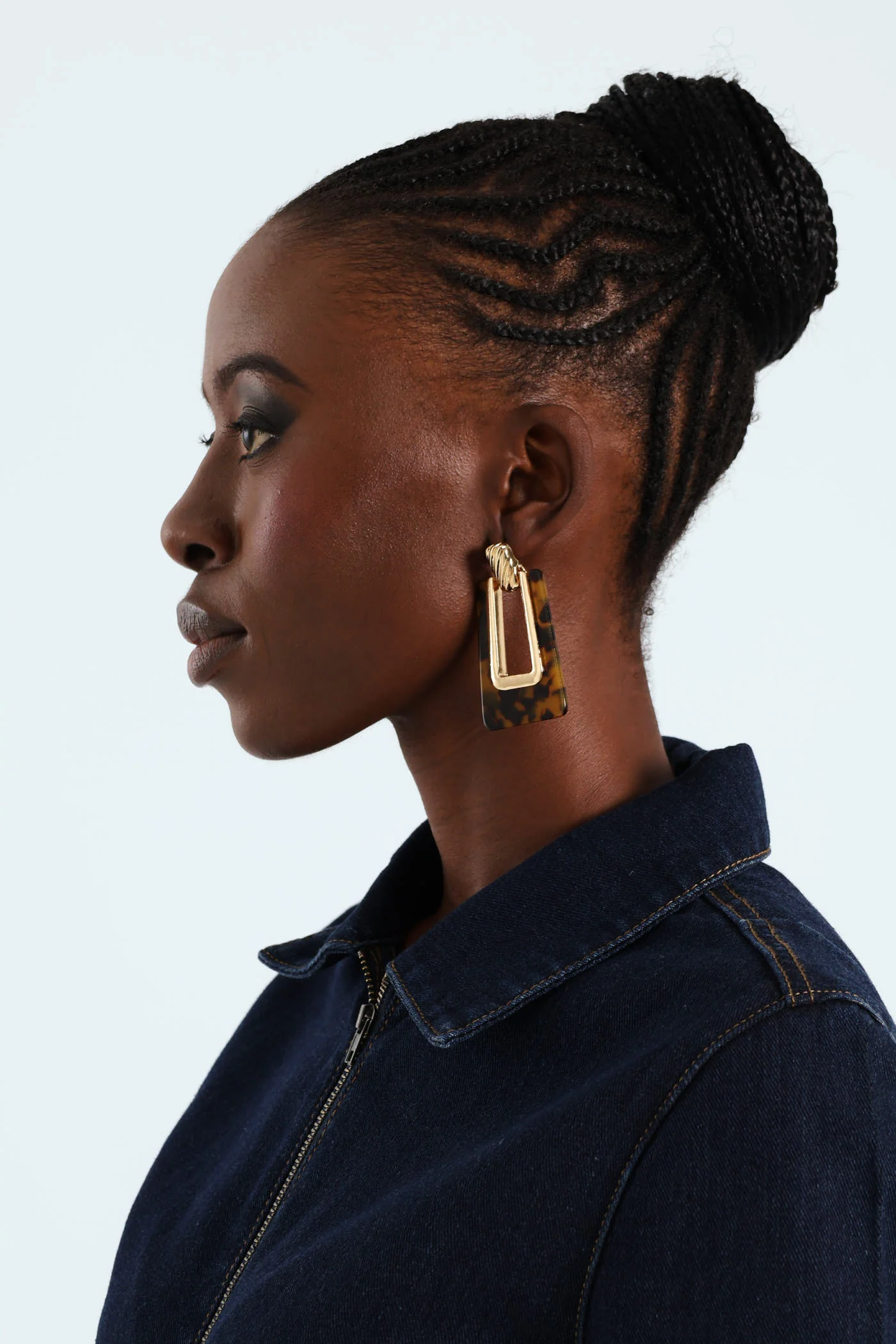 Tortoise Perspex Rectangular Statement Earrings - Multi - Image 3