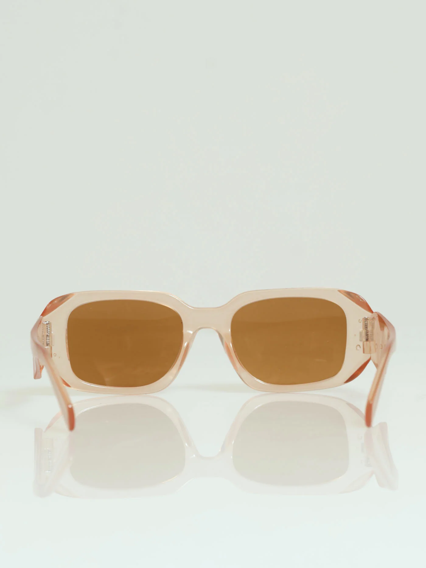 Transparent Rectangular Sunglasses - Champagne - Image 3