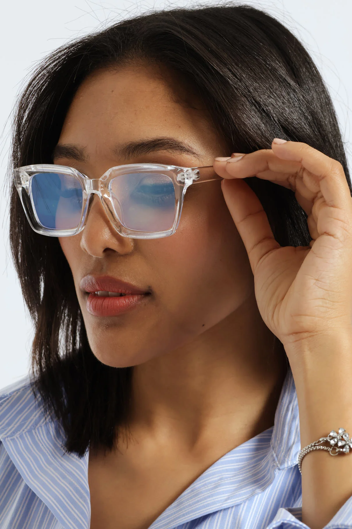 Trending Blue Block Lens Sunglasses - Clear - Image 4