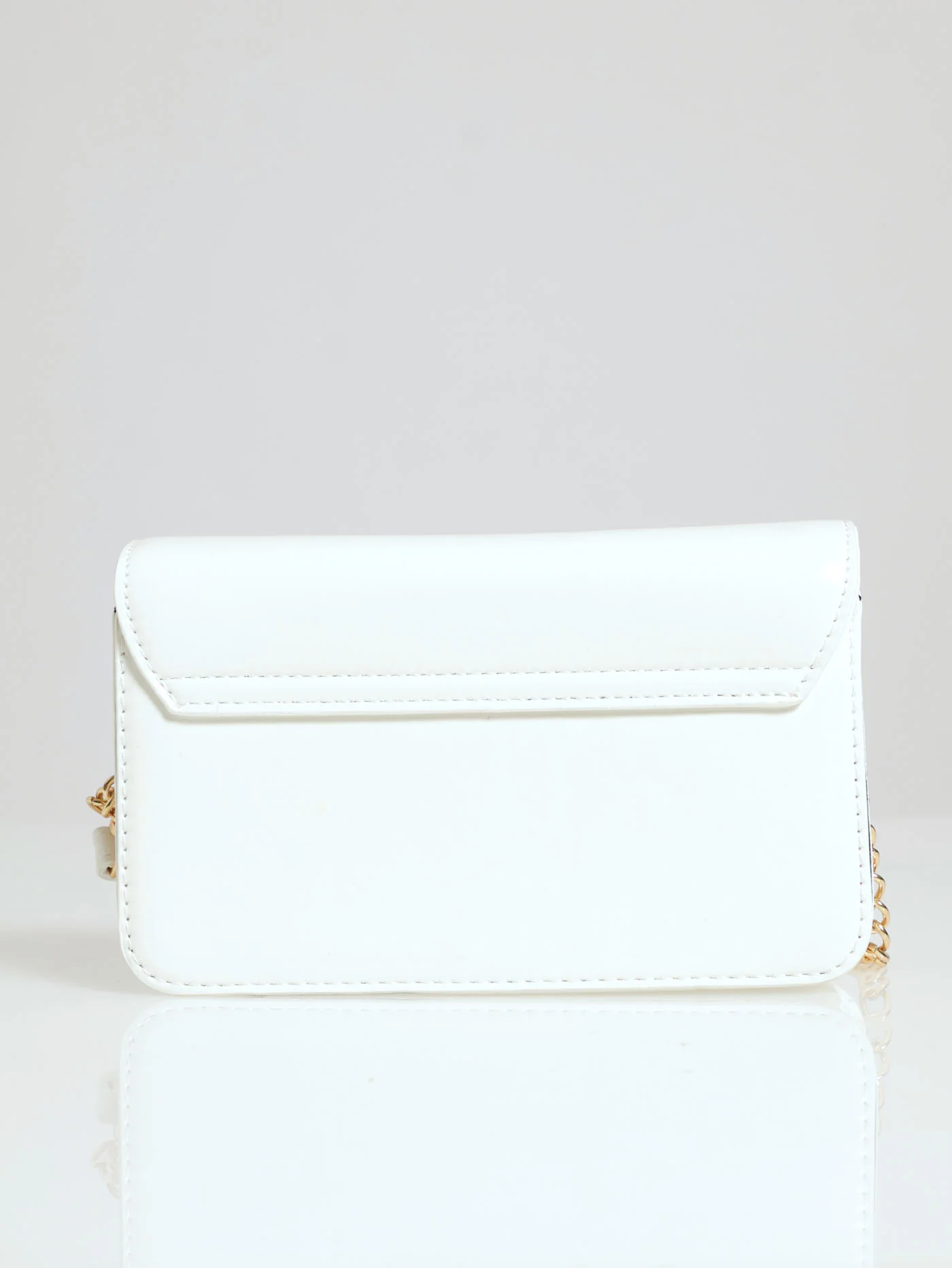 Trim Chain Strap Satchel Bag - White - Image 2