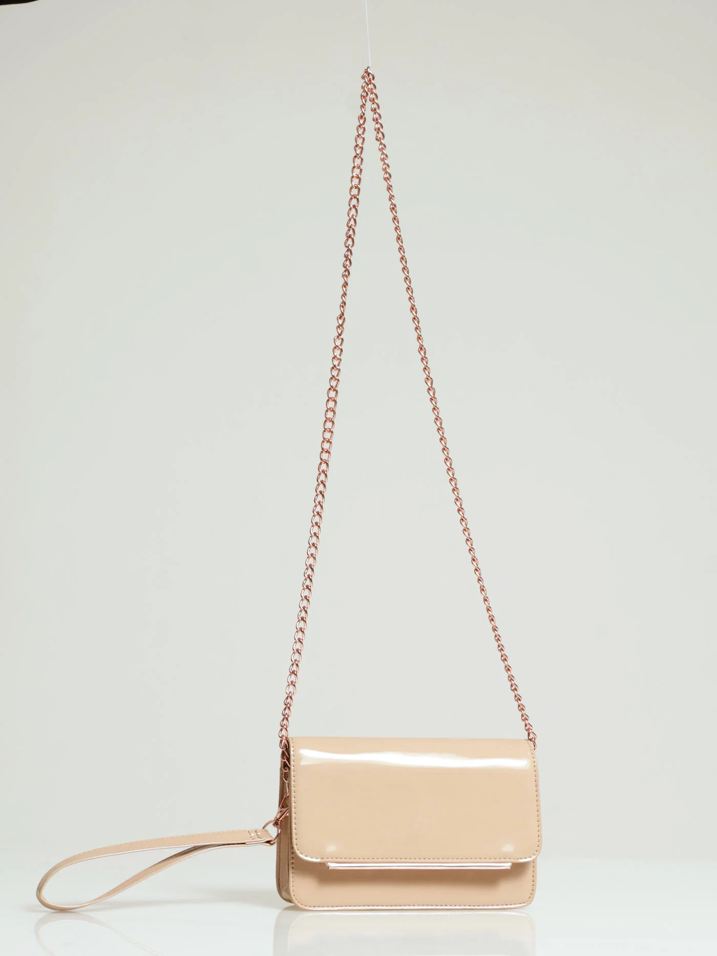 Trim Chain Strap Satchel - Beige - Image 2