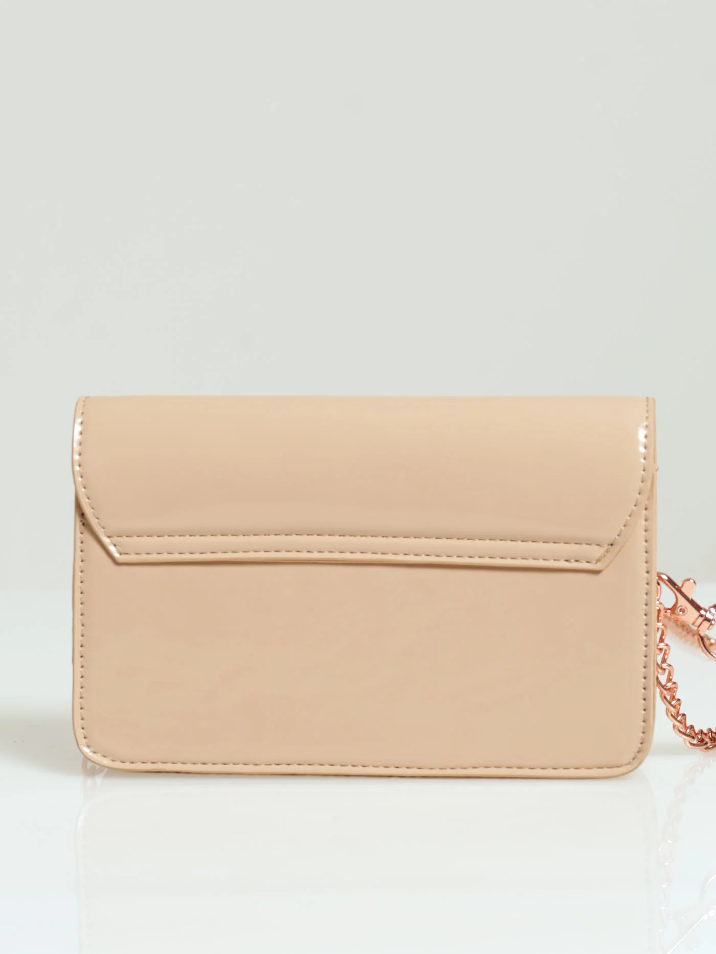 Trim Chain Strap Satchel - Beige - Image 4