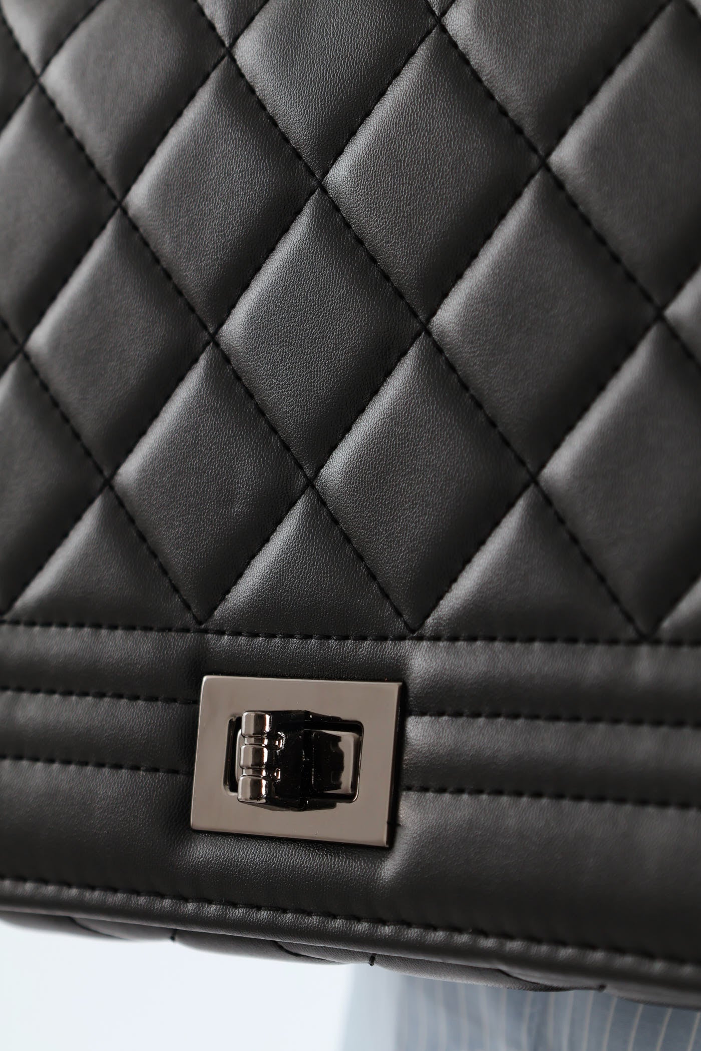 Triple Border Quilted Satchel - Black - Image 5