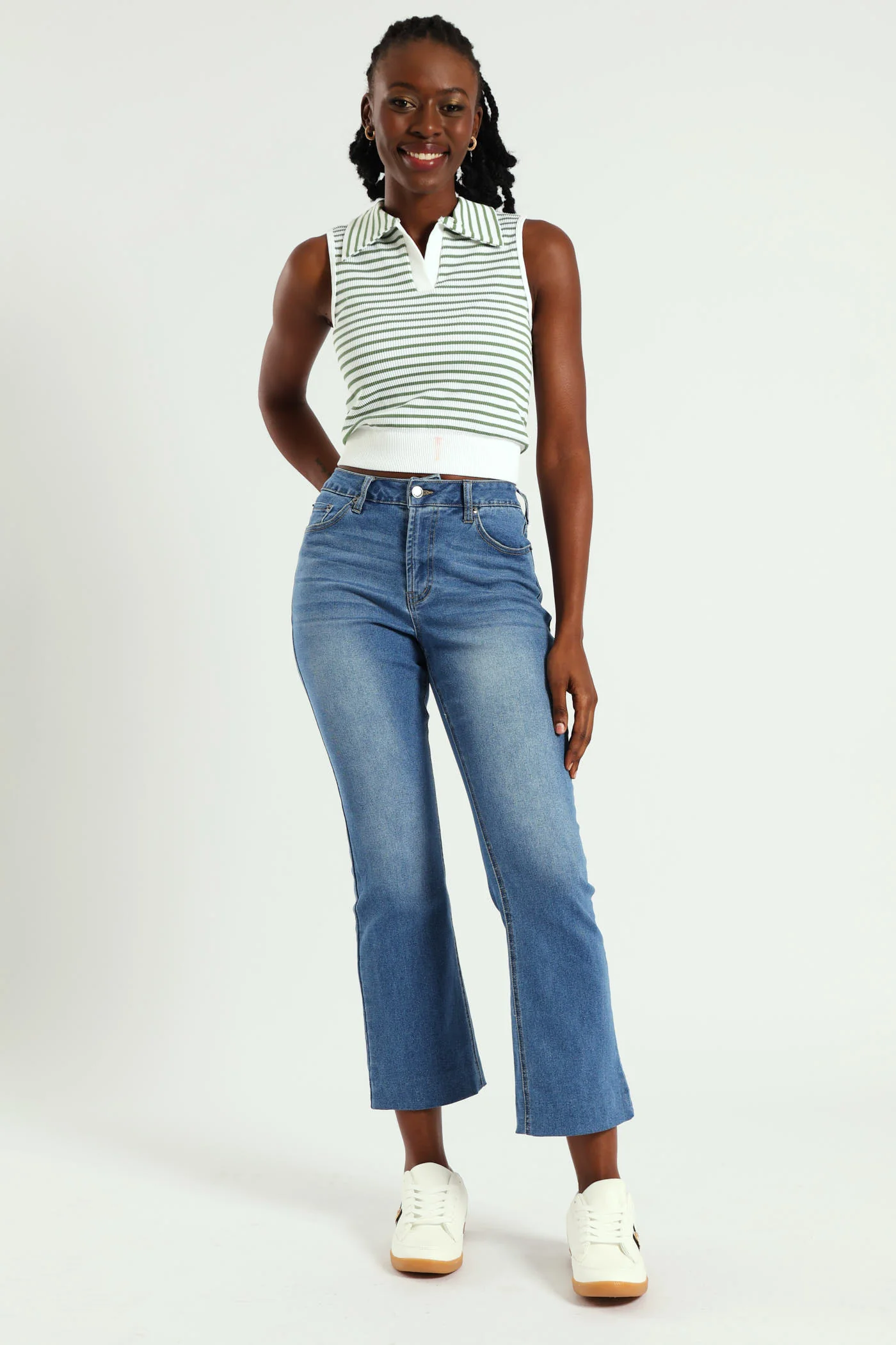 Turn In Crop Flare Jean - Stonewash - Image 2