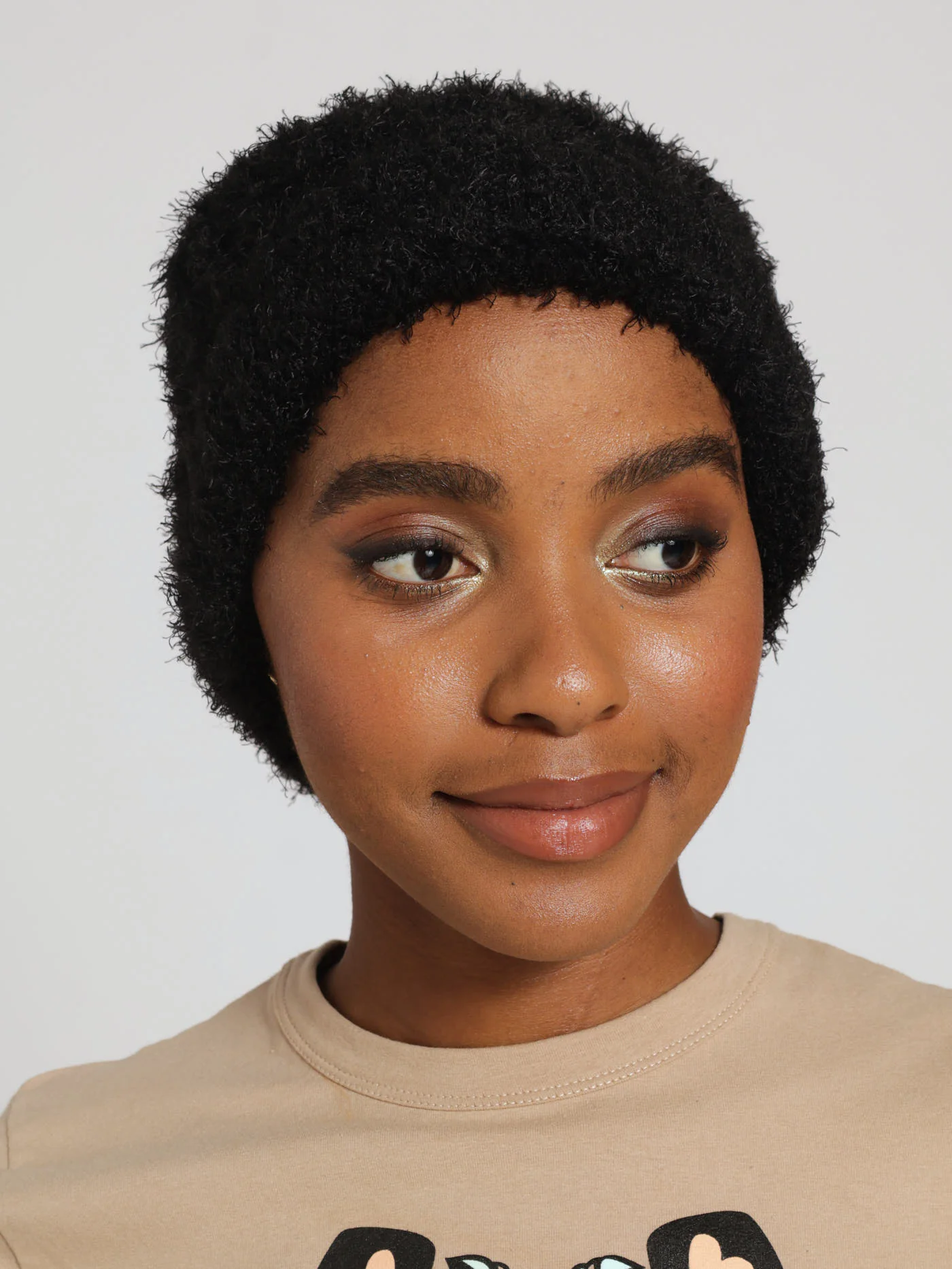 Turn Up Detailed Beanie - Black