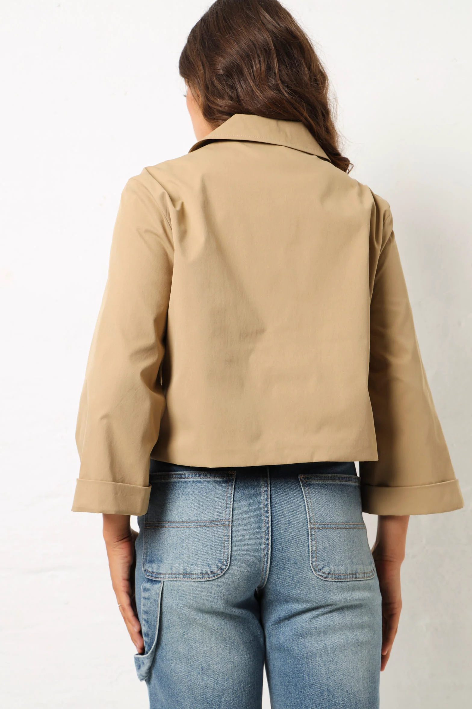 Turn Up Sleeve Utility Jacket - Stone - Image 3