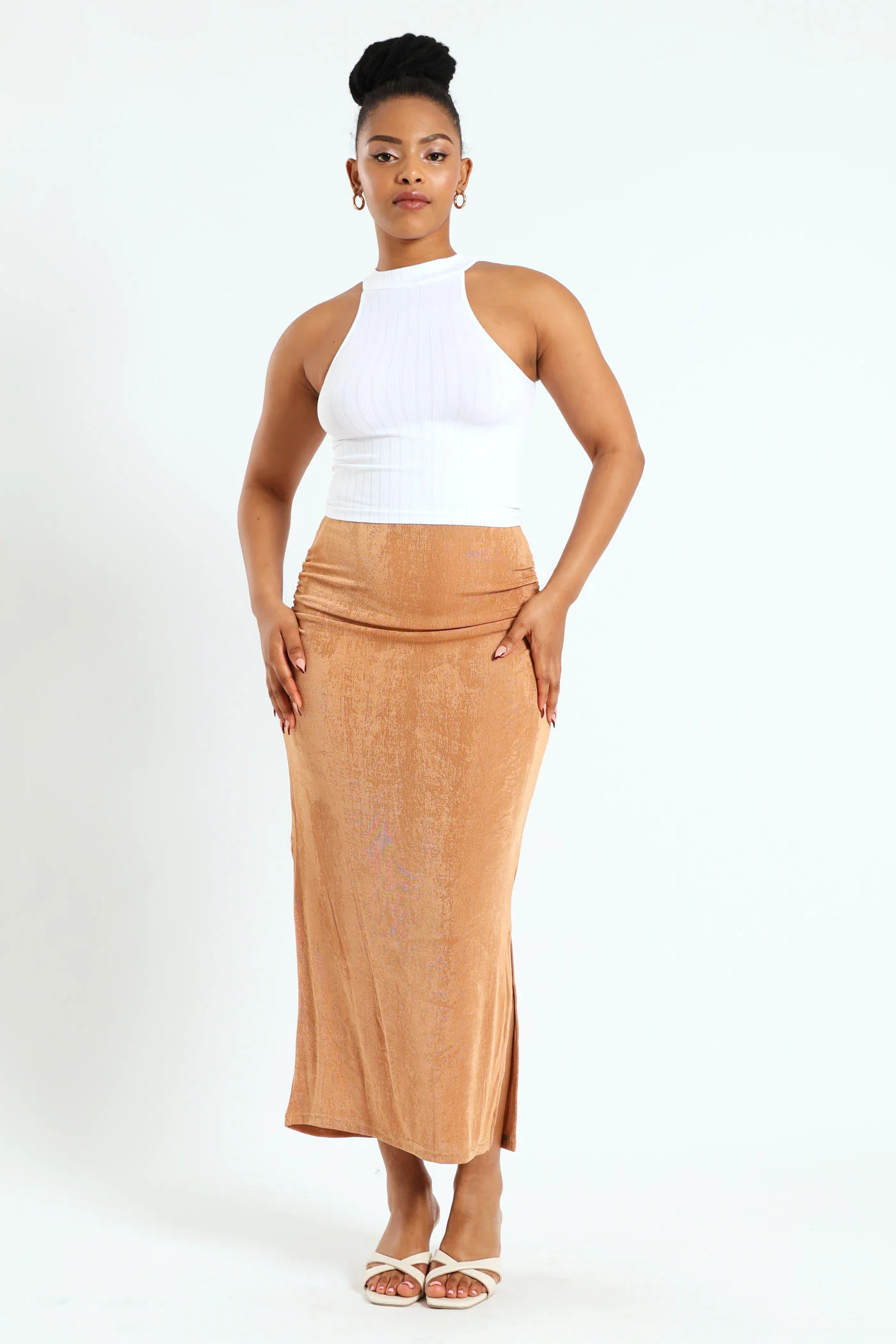 Turtle Neck Ribbed Seamless Top - White - Image 2