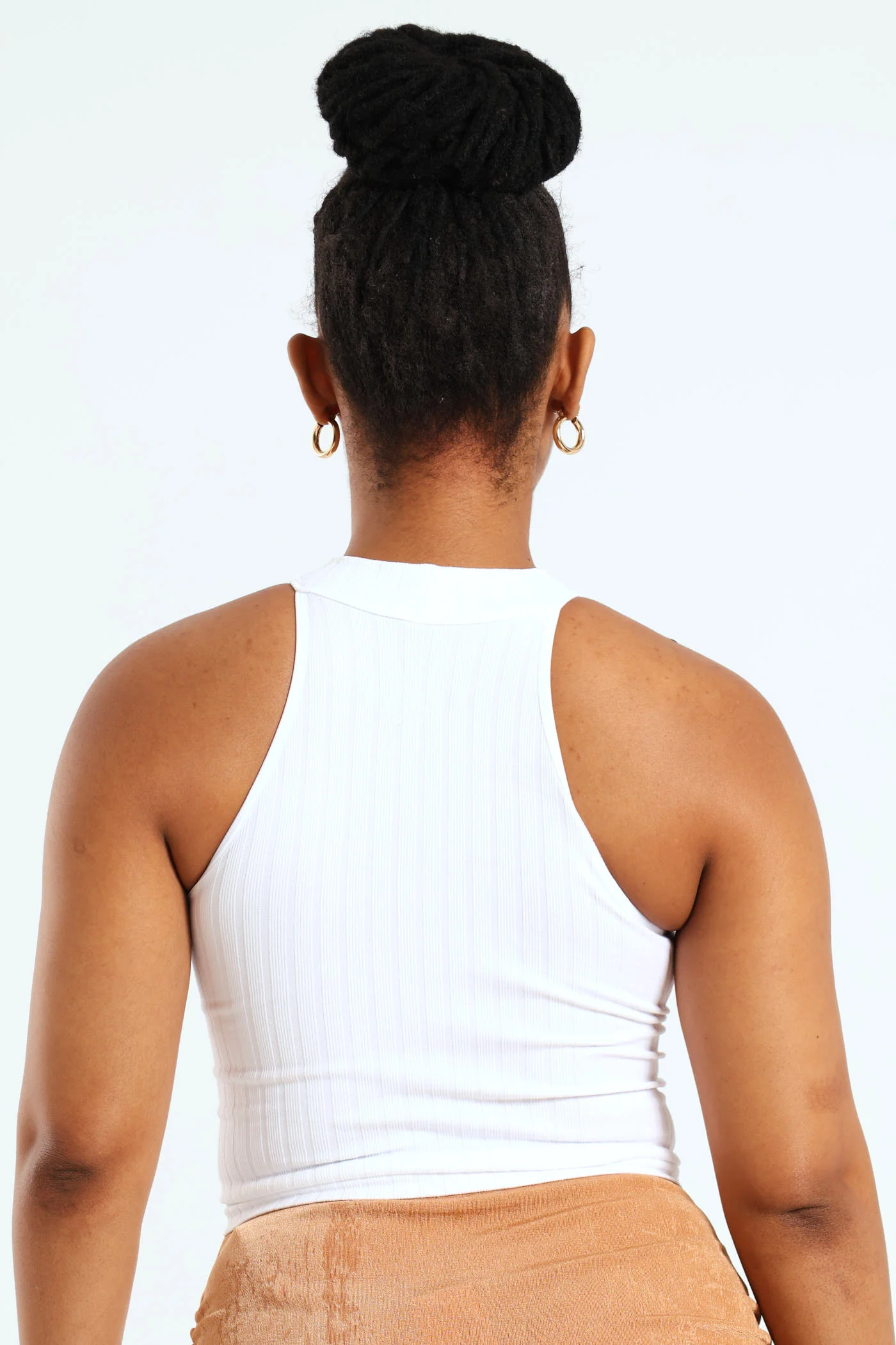 Turtle Neck Ribbed Seamless Top - White - Image 4