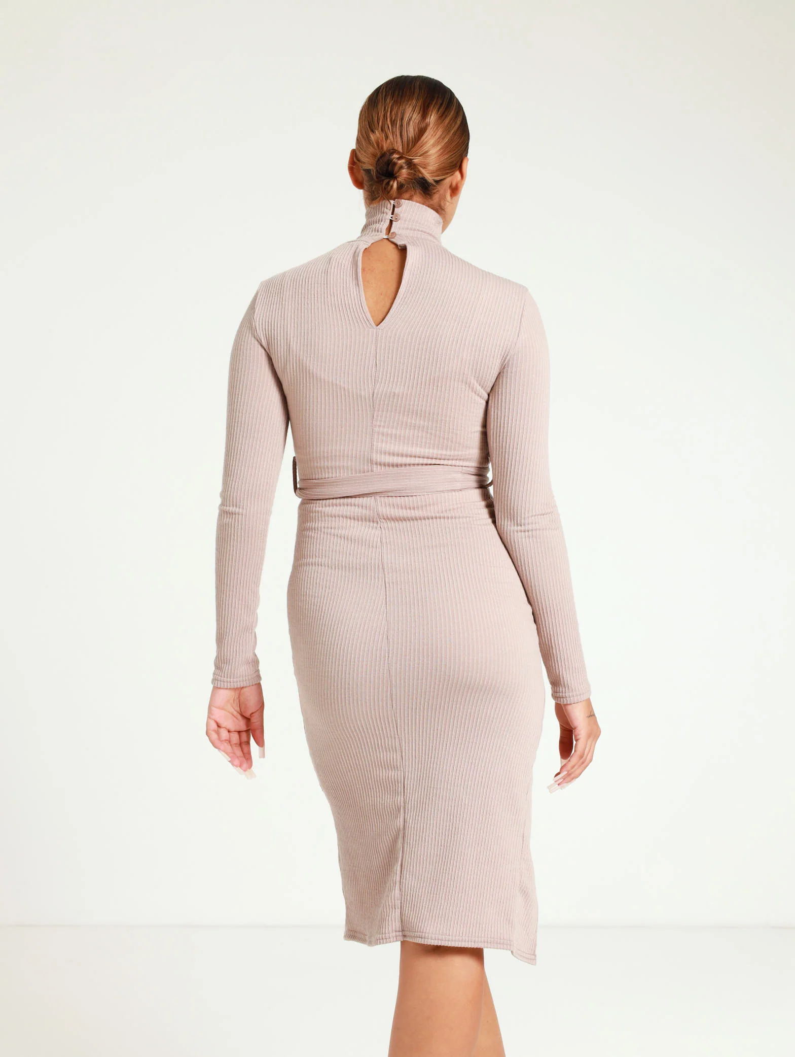 Turtle Neck Ribbed Dress - Image 4