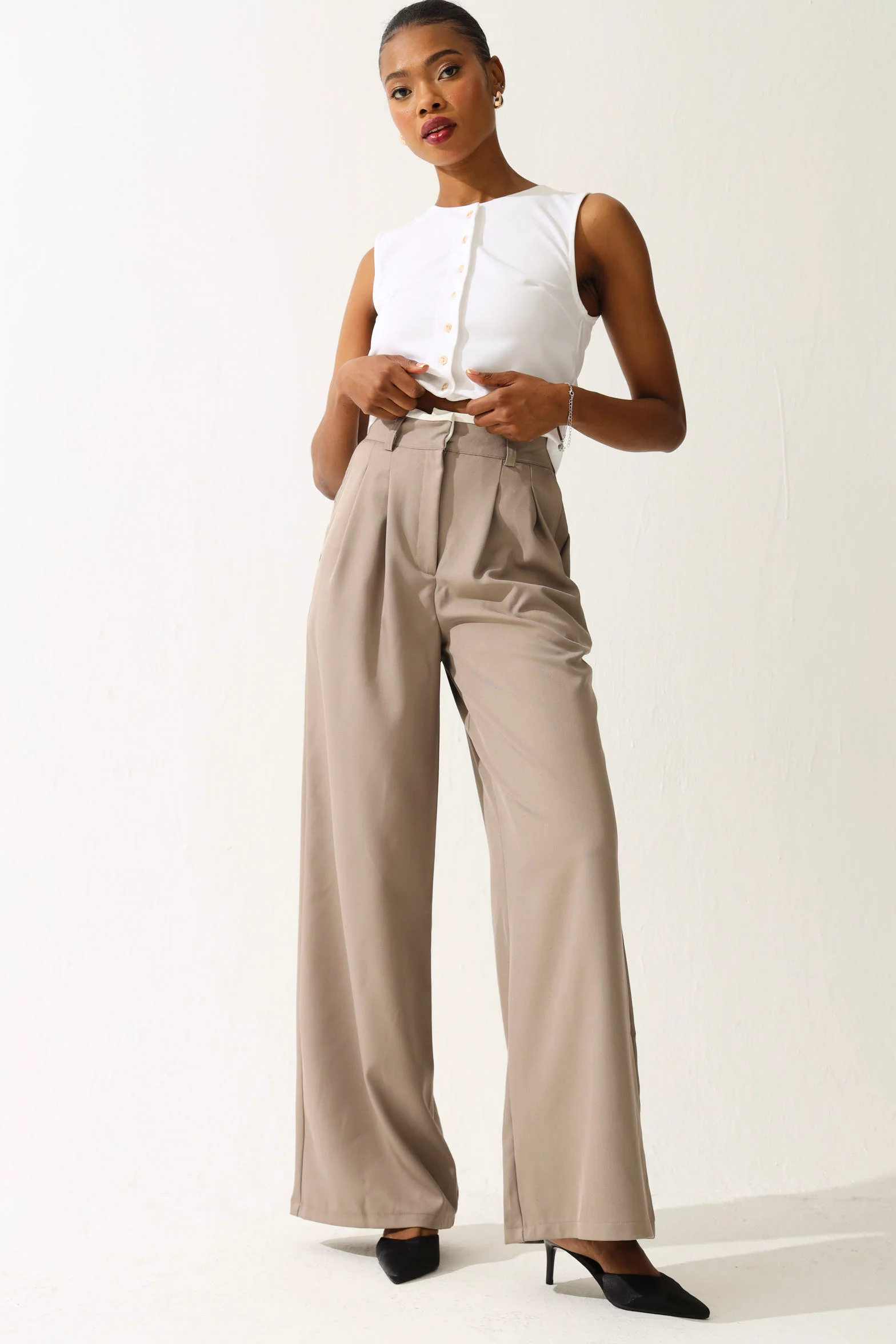 Tuxedo Pants - Taupe