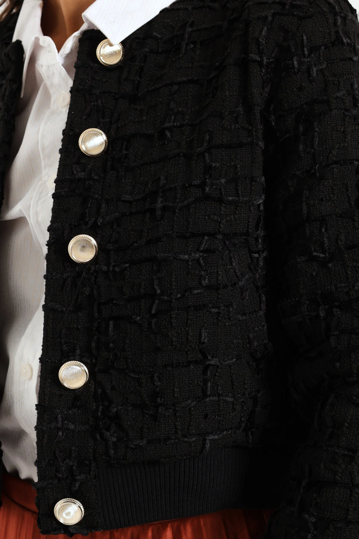 Tweed Bomber Jacket - Black - Image 2