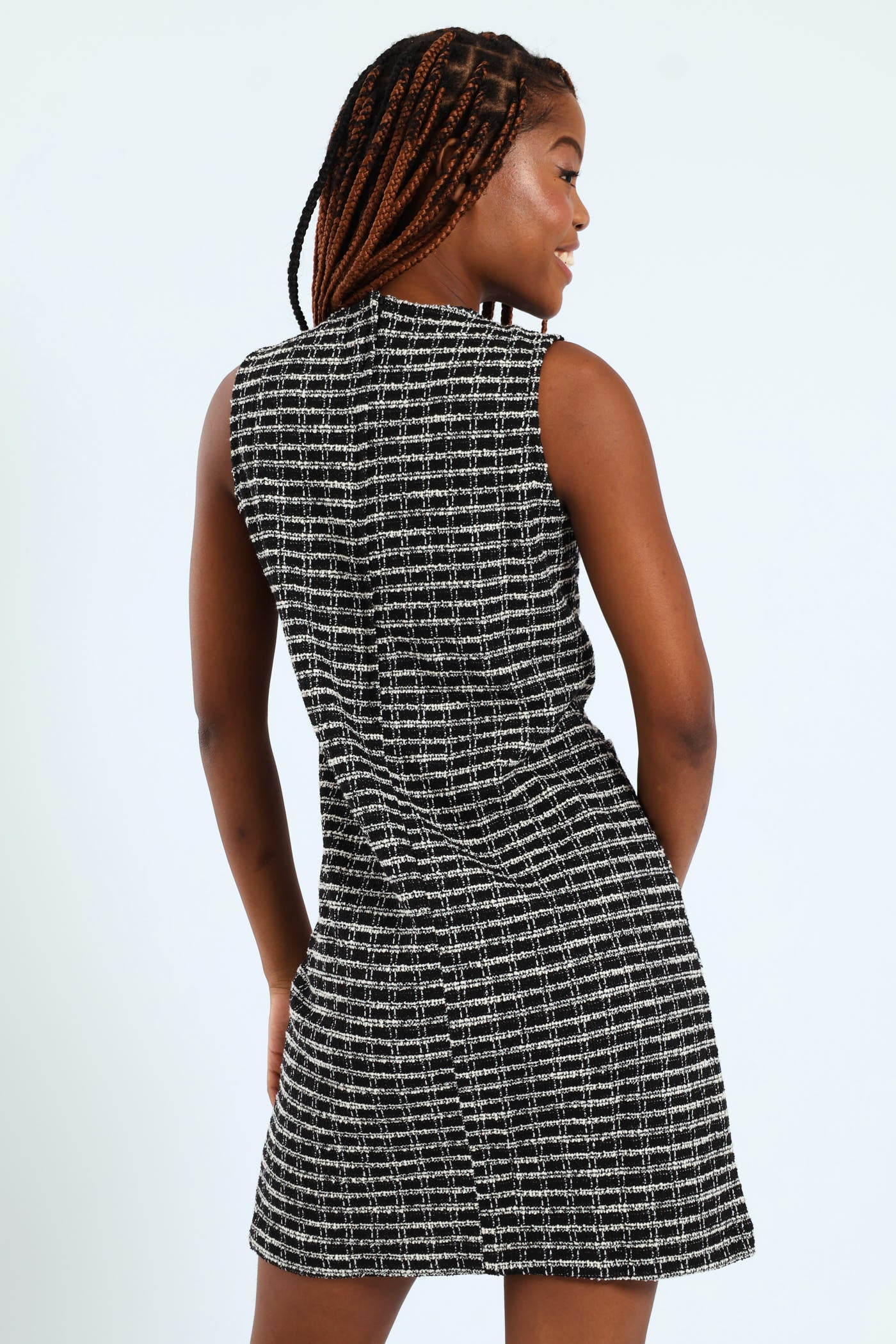 Tweed Pinafore Dress - Black/White - Image 5