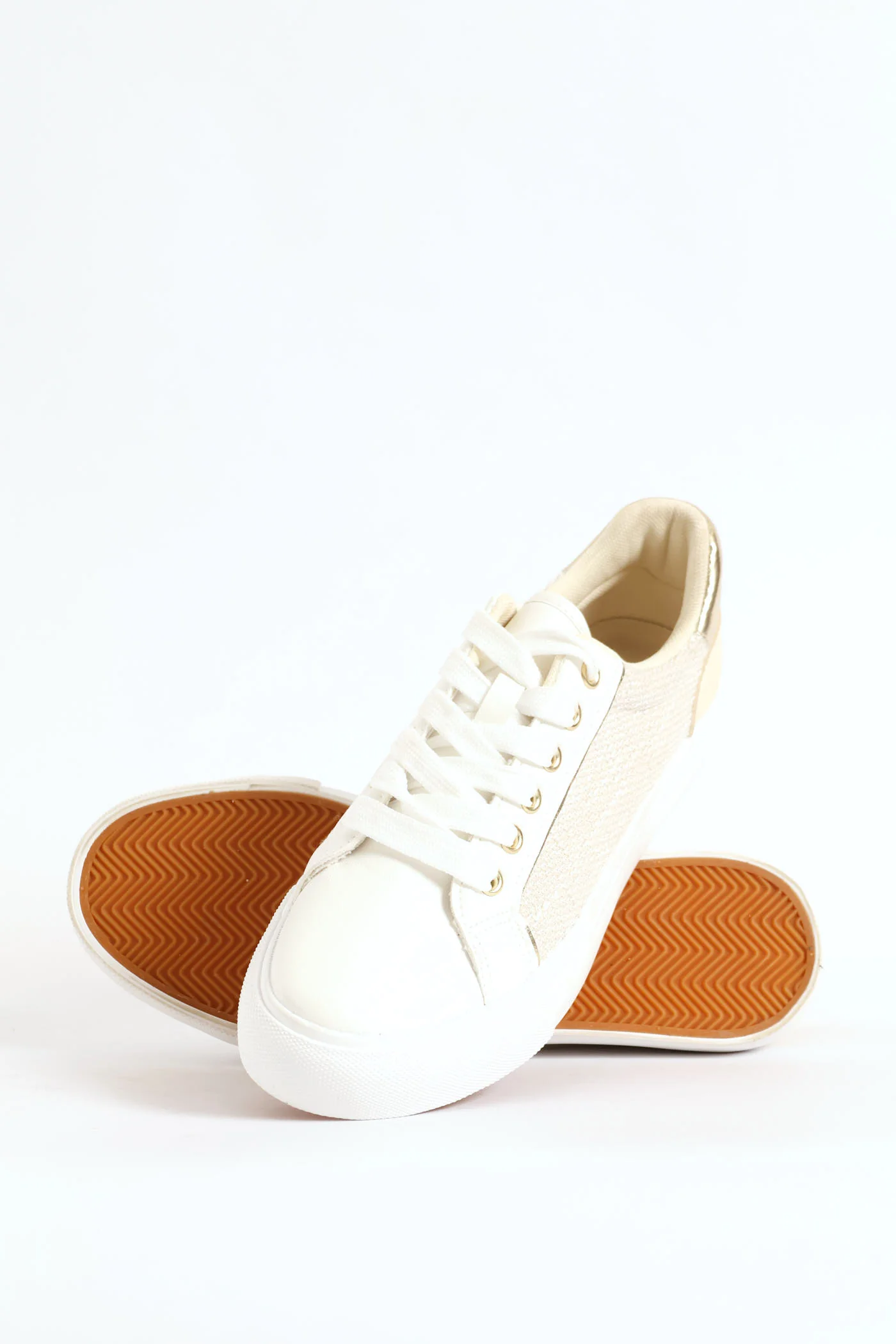 Tweed Vulcanised Panelled Sneaker - Off White - Image 2