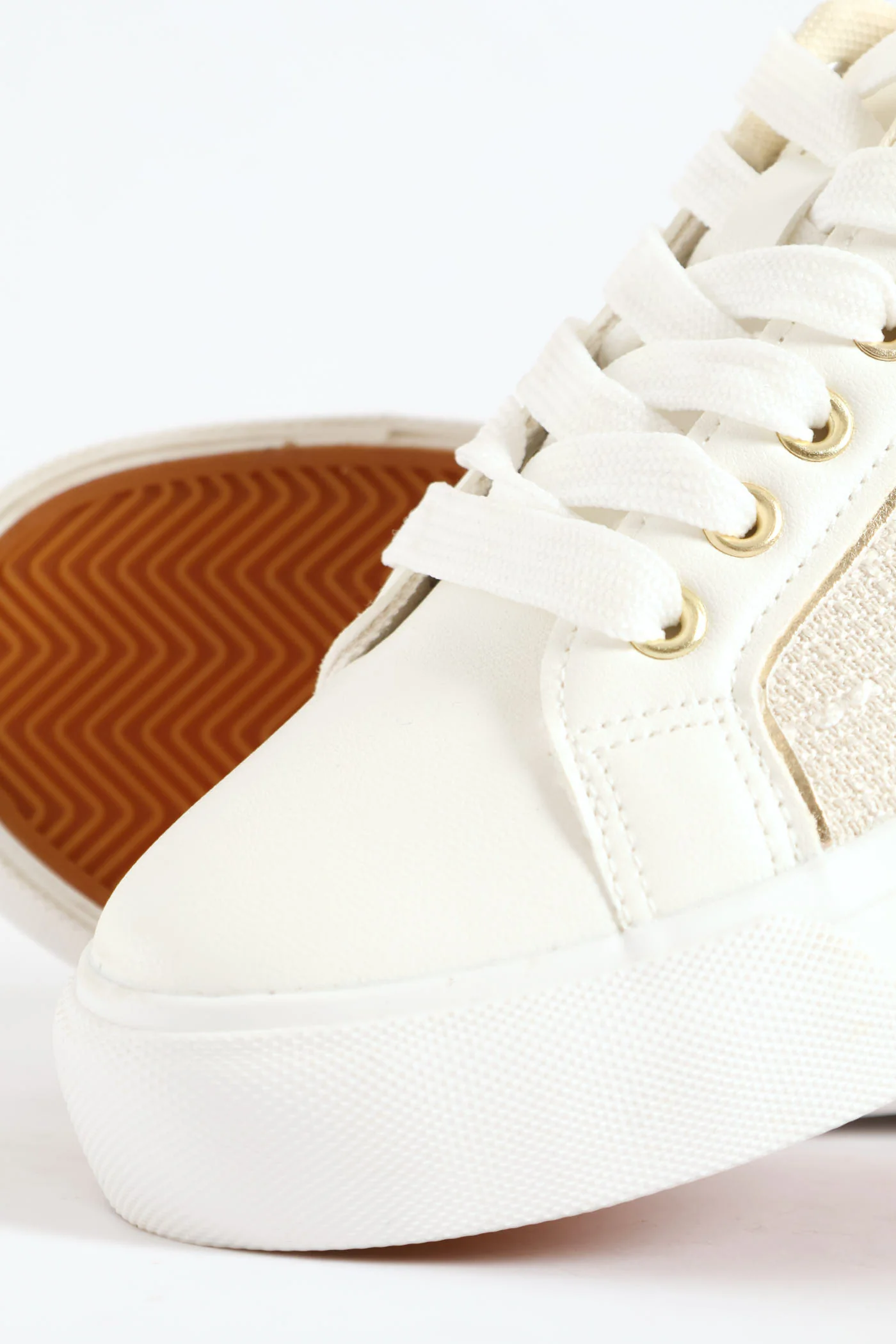 Tweed Vulcanised Panelled Sneaker - Off White - Image 3