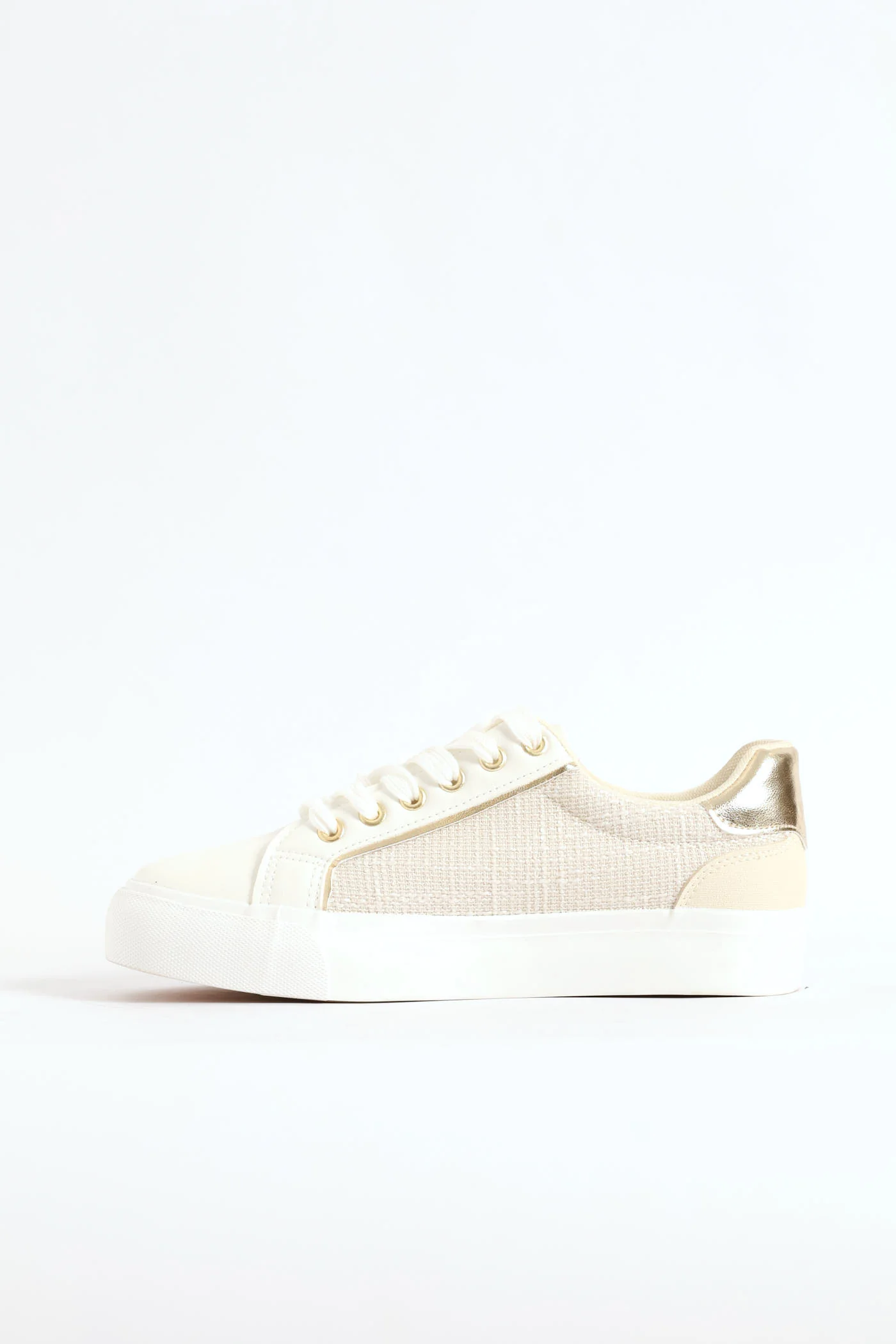 Tweed Vulcanised Panelled Sneaker - Off White - Image 4