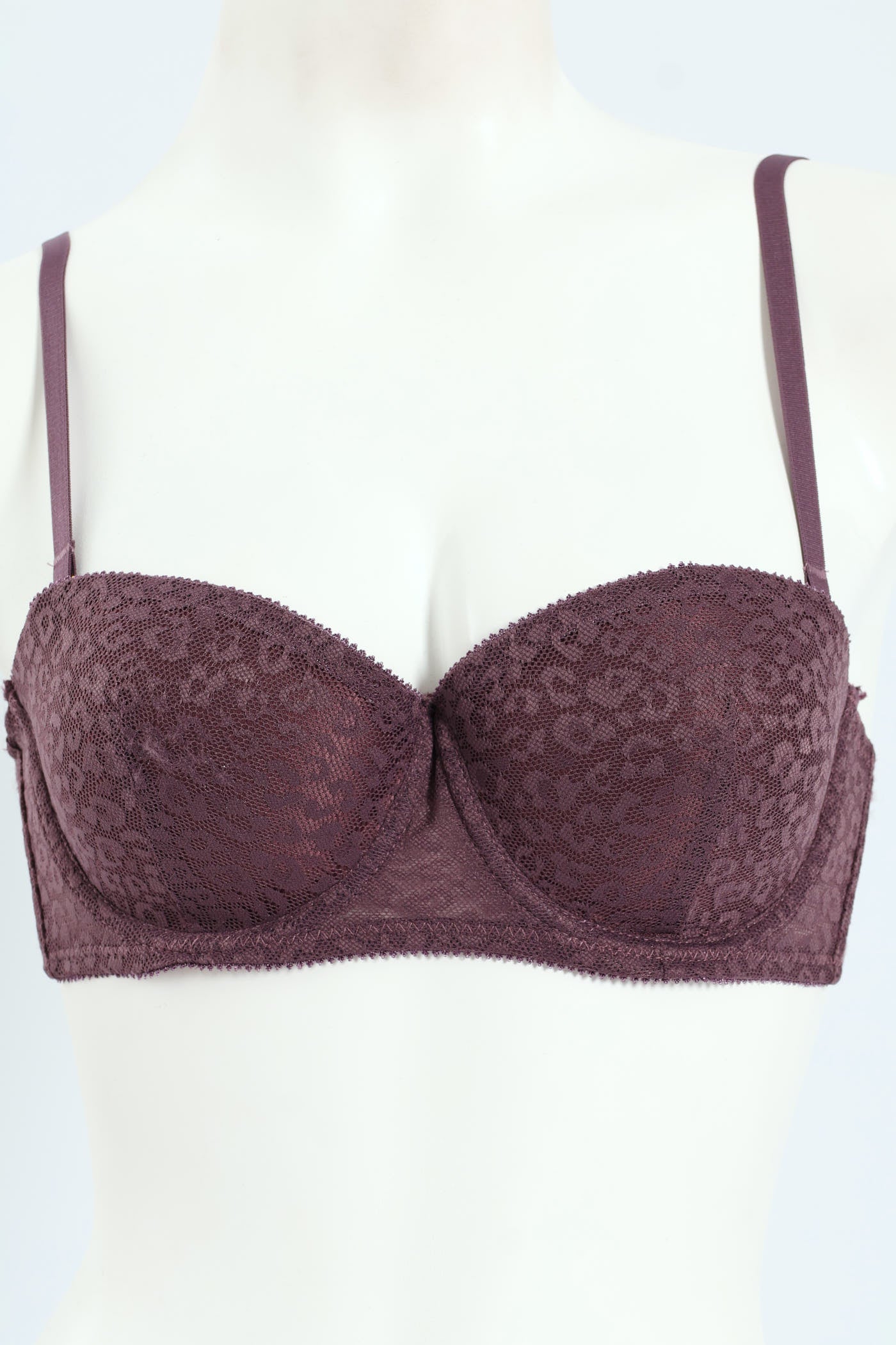 Twinpack Animal Lace Balconette Bra - Black/Black Plum - Image 2