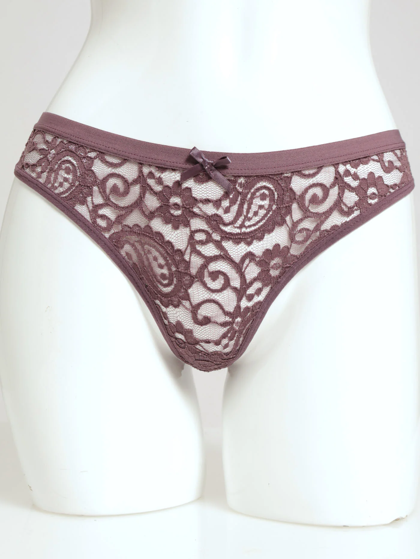 Twin Pack Lace G-String - Black Plum/Wine