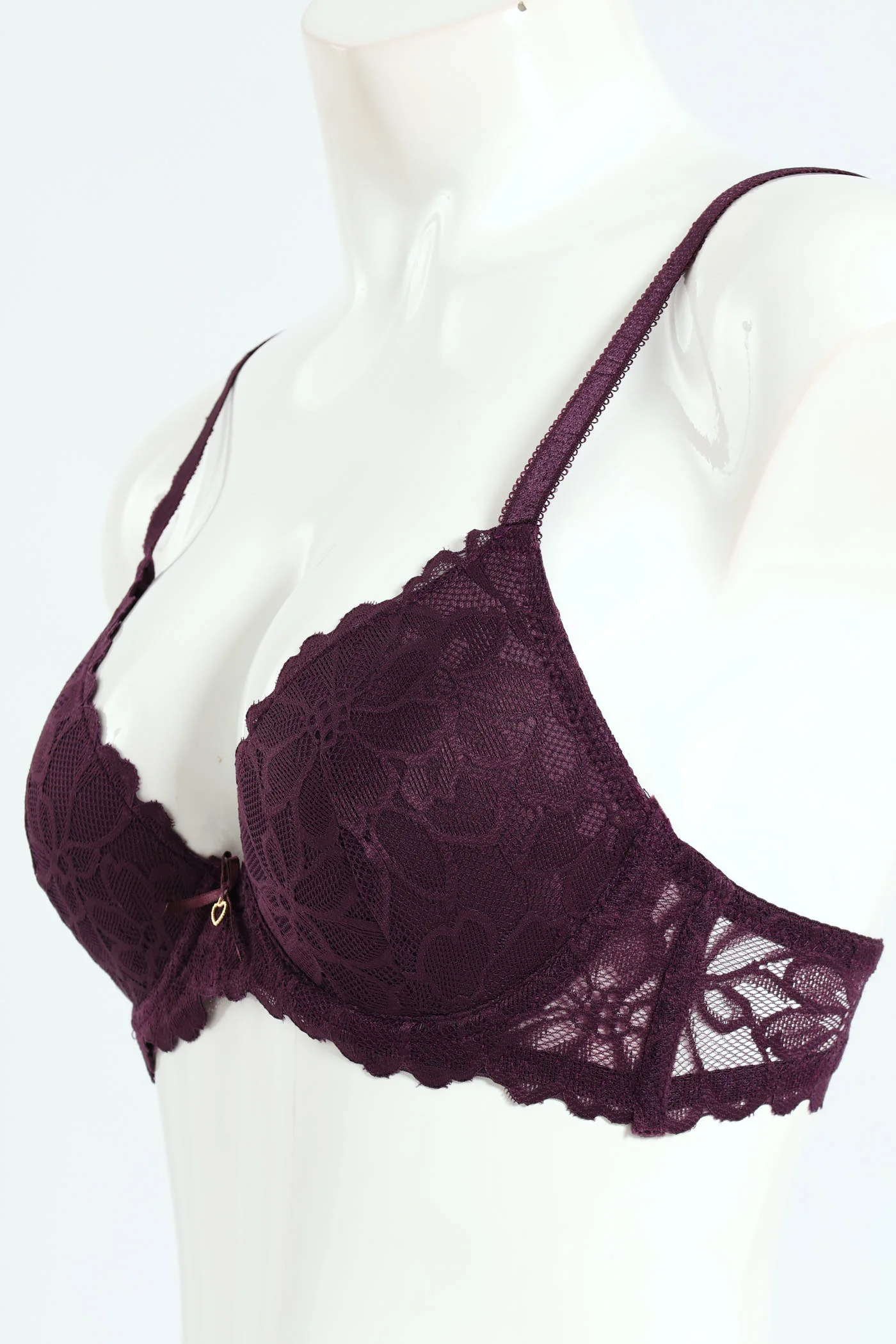 Twin Pack Lace Plunge T-Shirt Bra - Plum/Mauve - Image 3