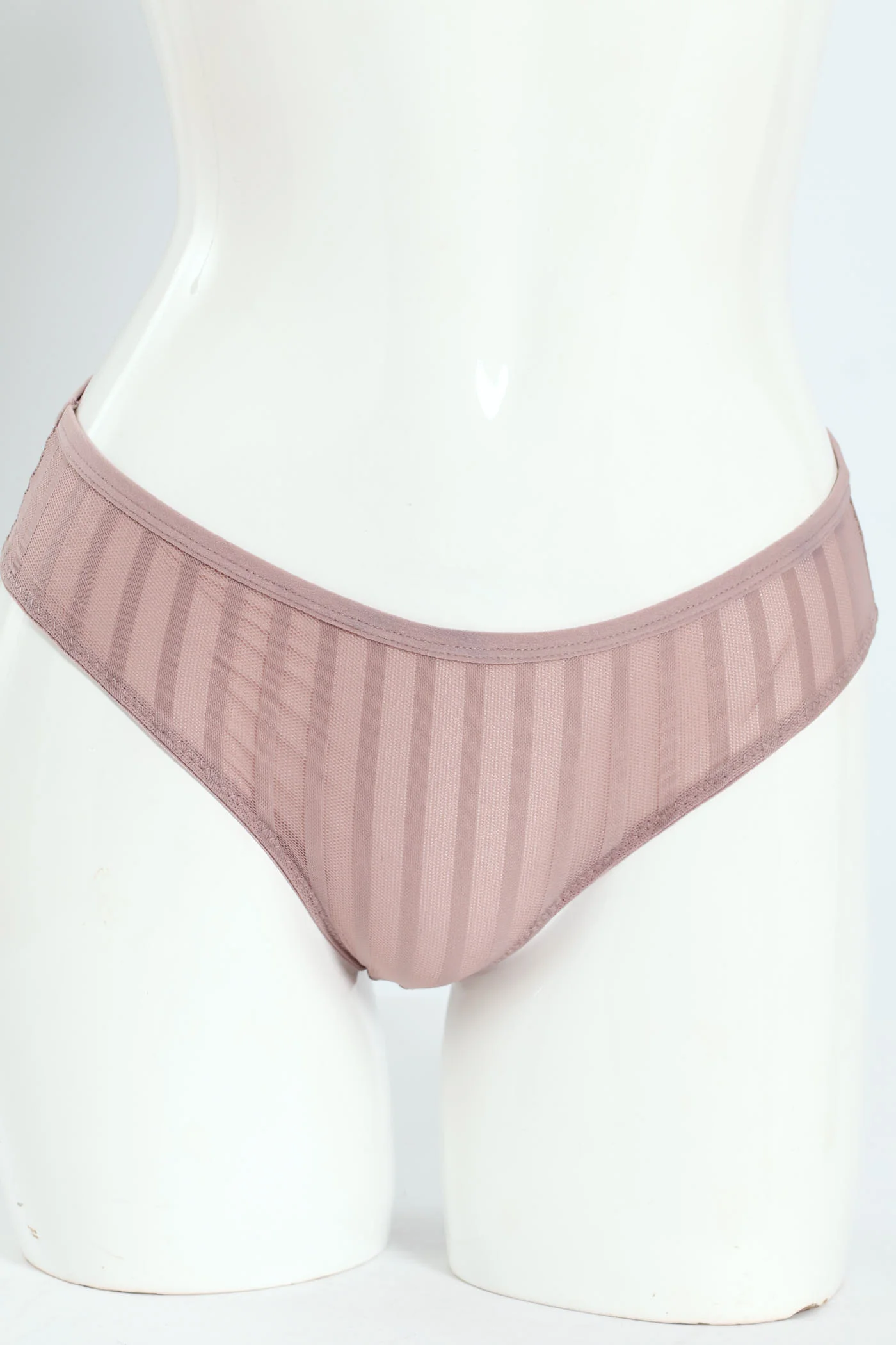 Twinpack Stripe Burnout Mesh Brazilian Panties - Black/Quail - Image 3