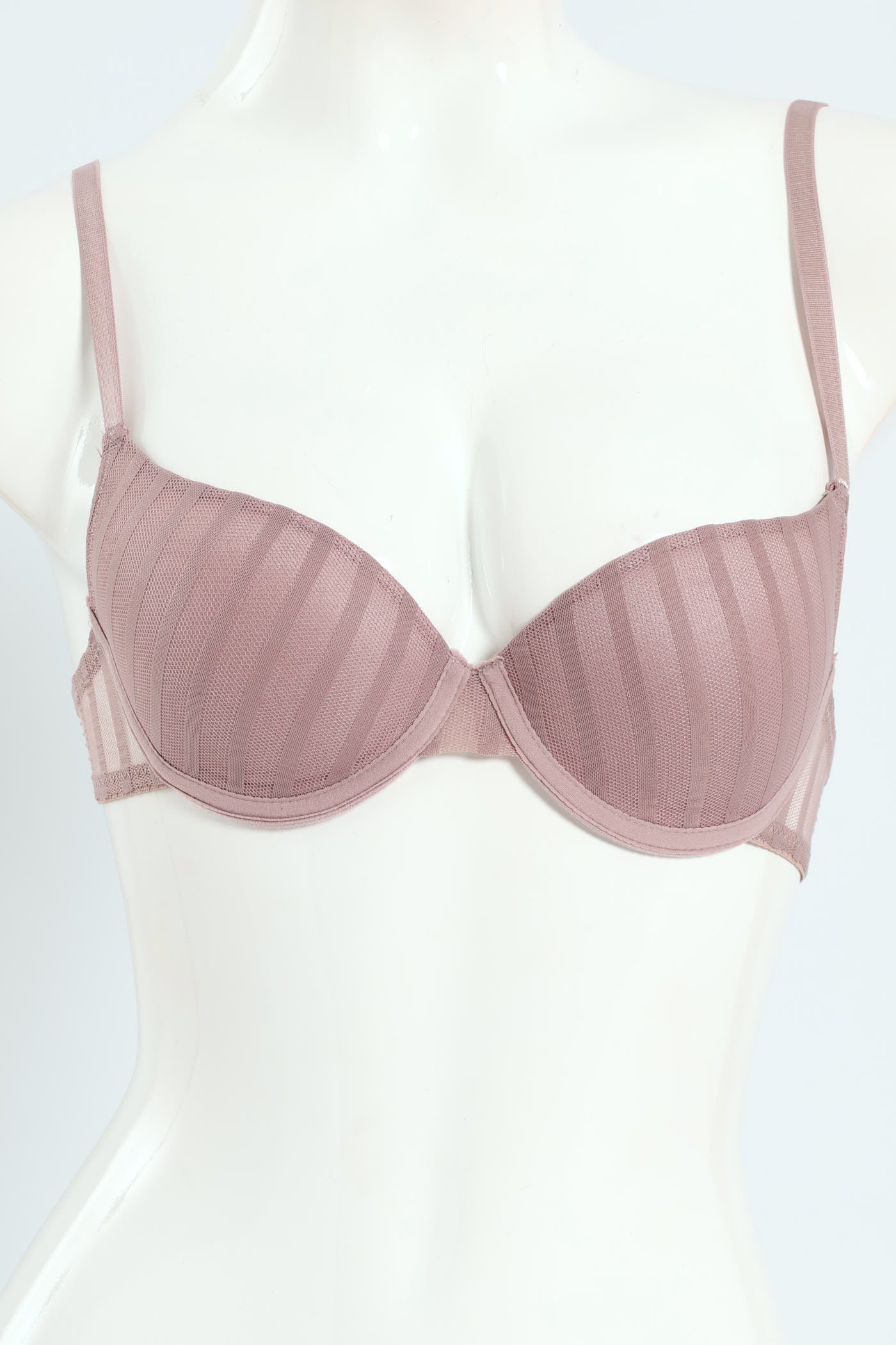 Twinpack Stripe Burnout Mesh T-Shirt Bras - Black/Quail - Image 4