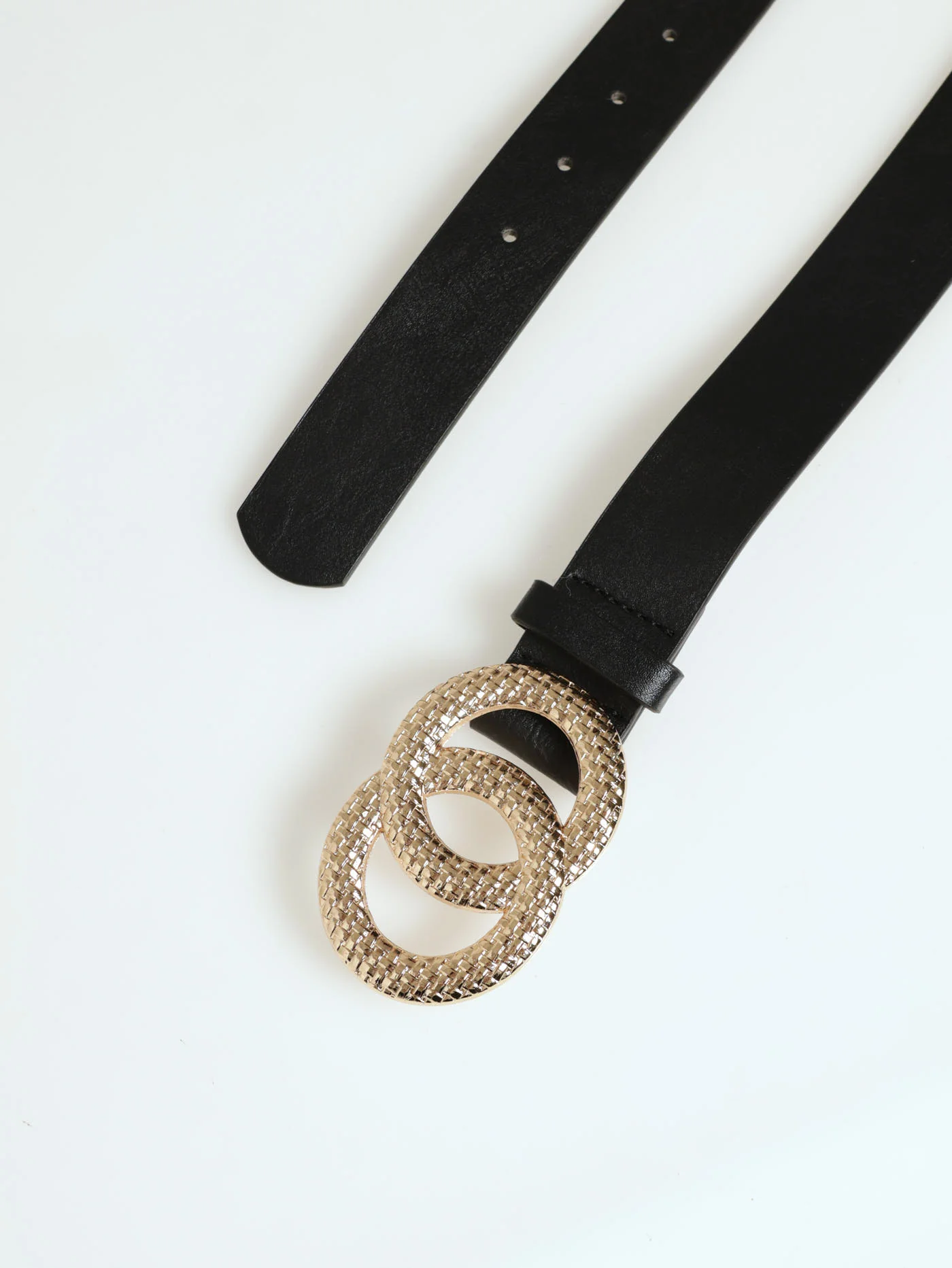 Twisted Buckle Fashion Belt - Black
