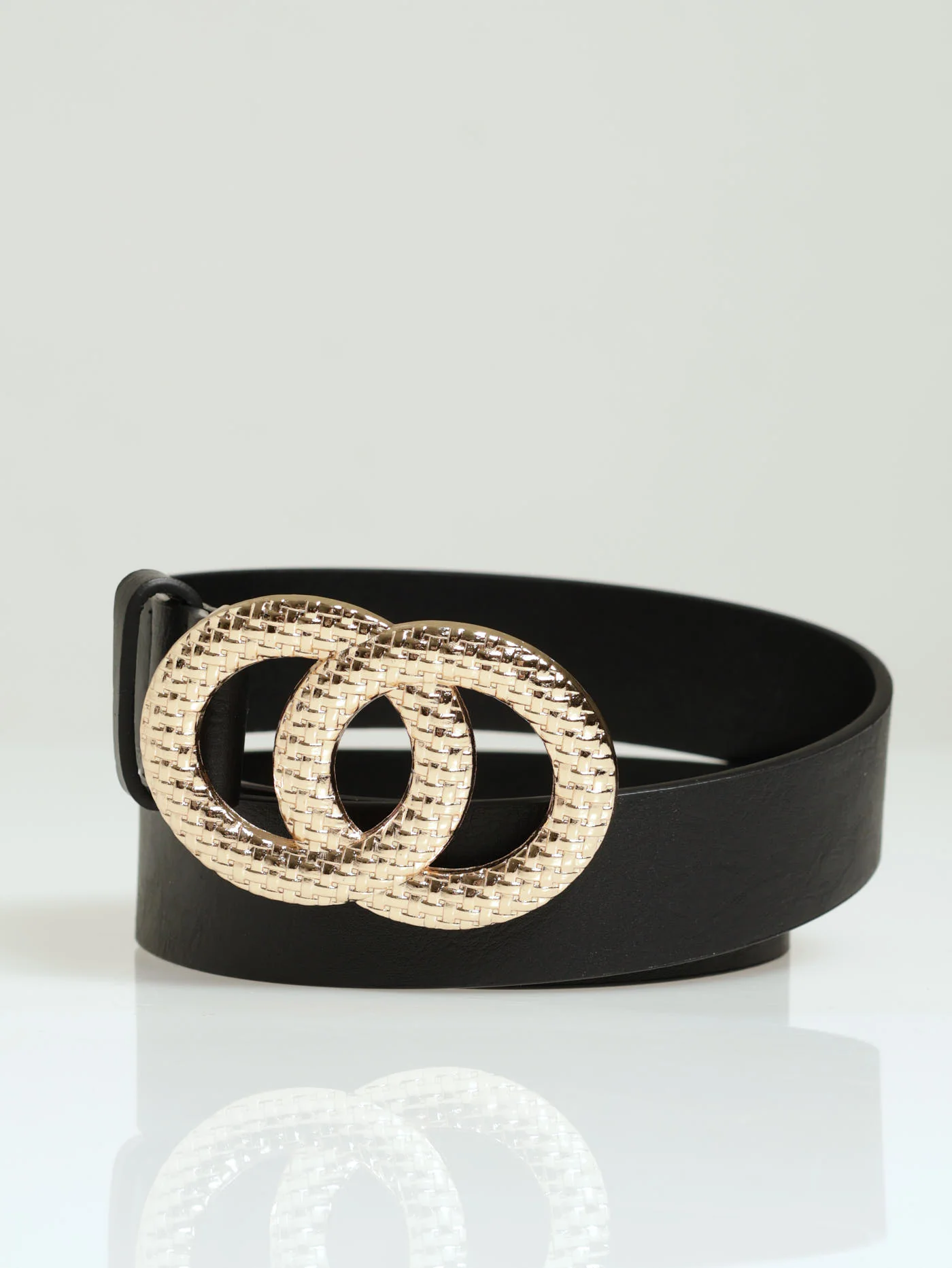 Twisted Buckle Fashion Belt - Black - Image 2