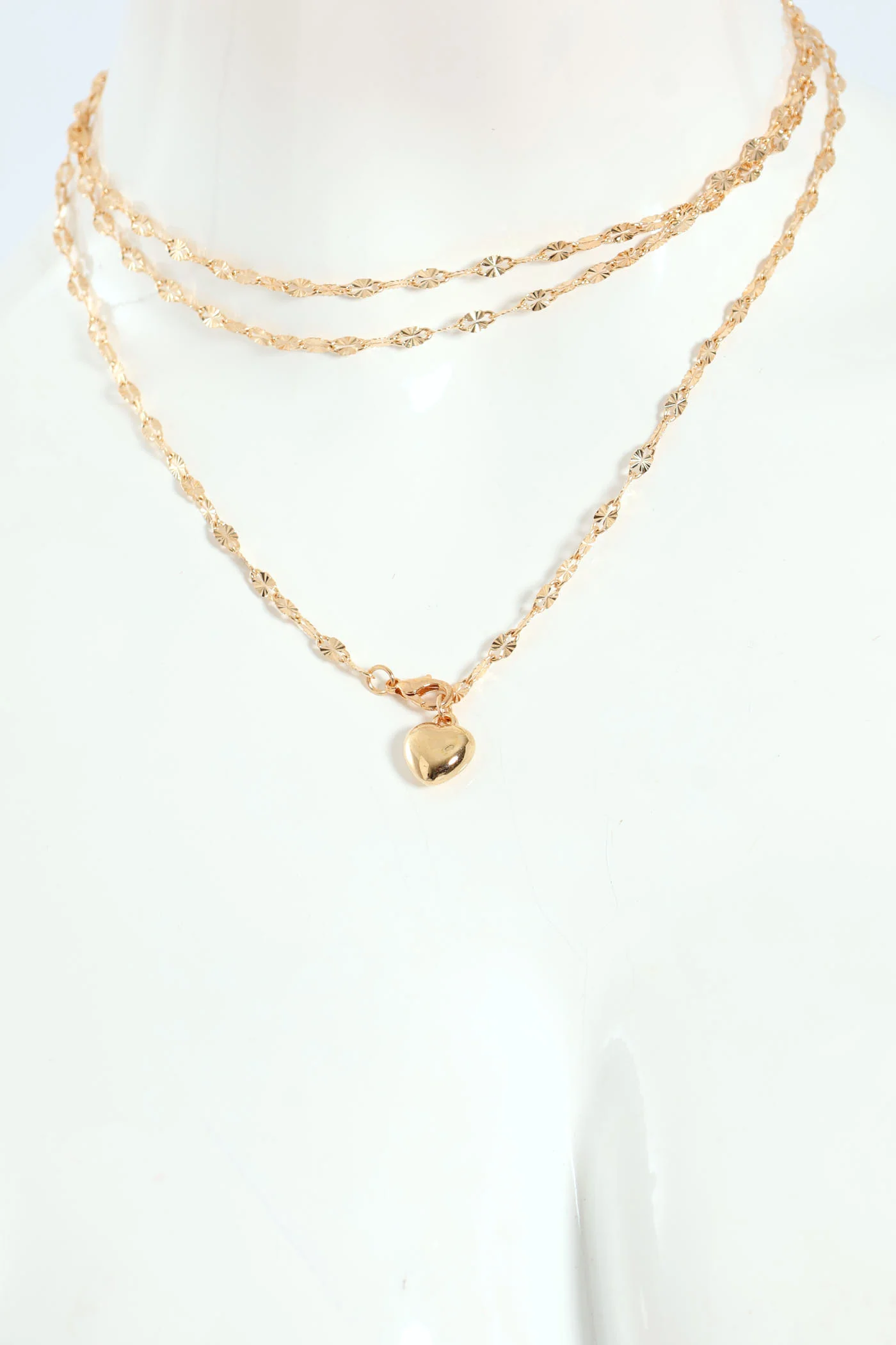 Twisted Chain Heart Necklace & Matching Earrings - Gold