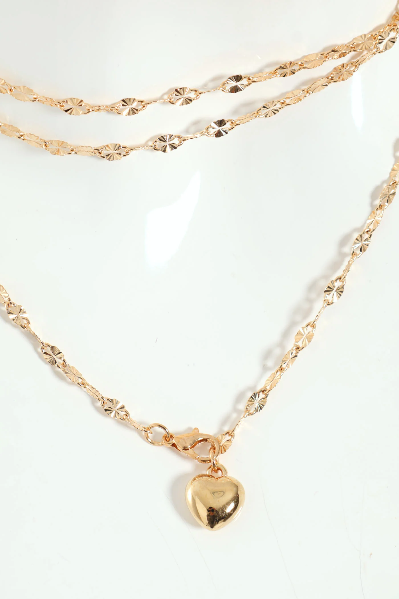 Twisted Chain Heart Necklace & Matching Earrings - Gold - Image 5
